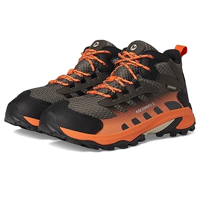 Merrell Kids Moab Speed 2 Mid Waterproof (Little Kid/Big Kid) Kids Shoes Gunsmoke/Orange
