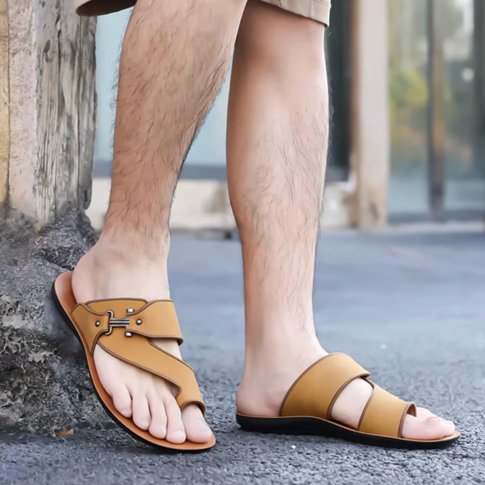 Reef Flip Flop Herren Männer Metallschnalle Pu Flip-flops, Flache Eva Einlegesohle Gummi Rutschschutzsandalen Für Den Sommer Strand Im Freien Täglichen Wear