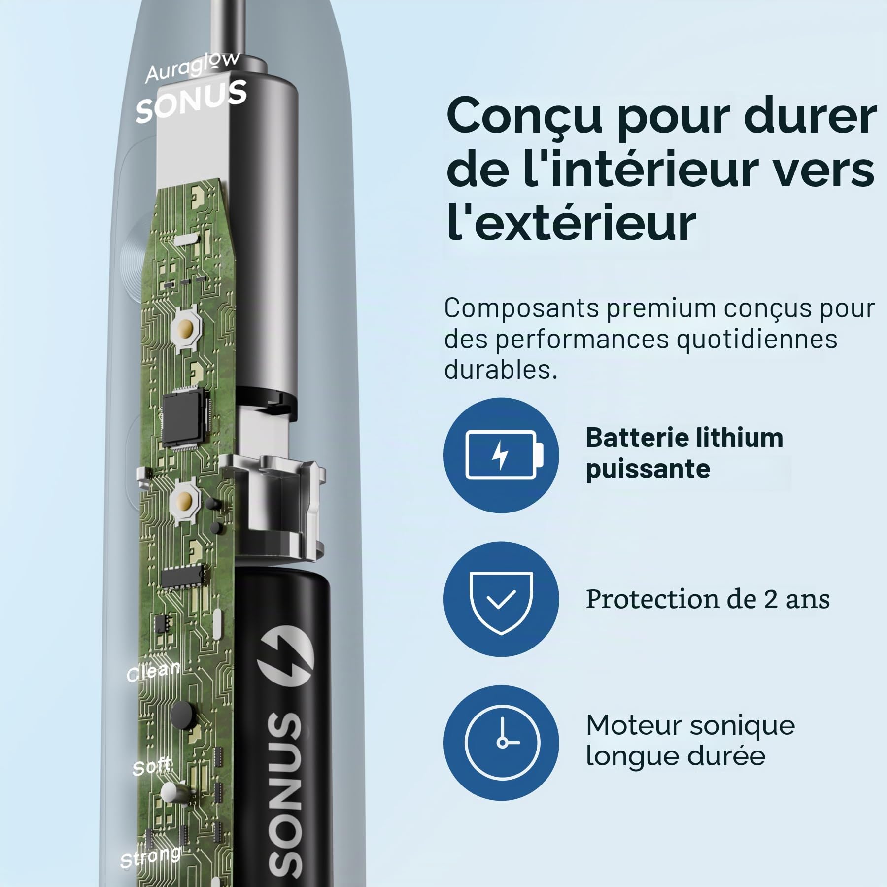 AURAGLOW Brosse à dents électrique
