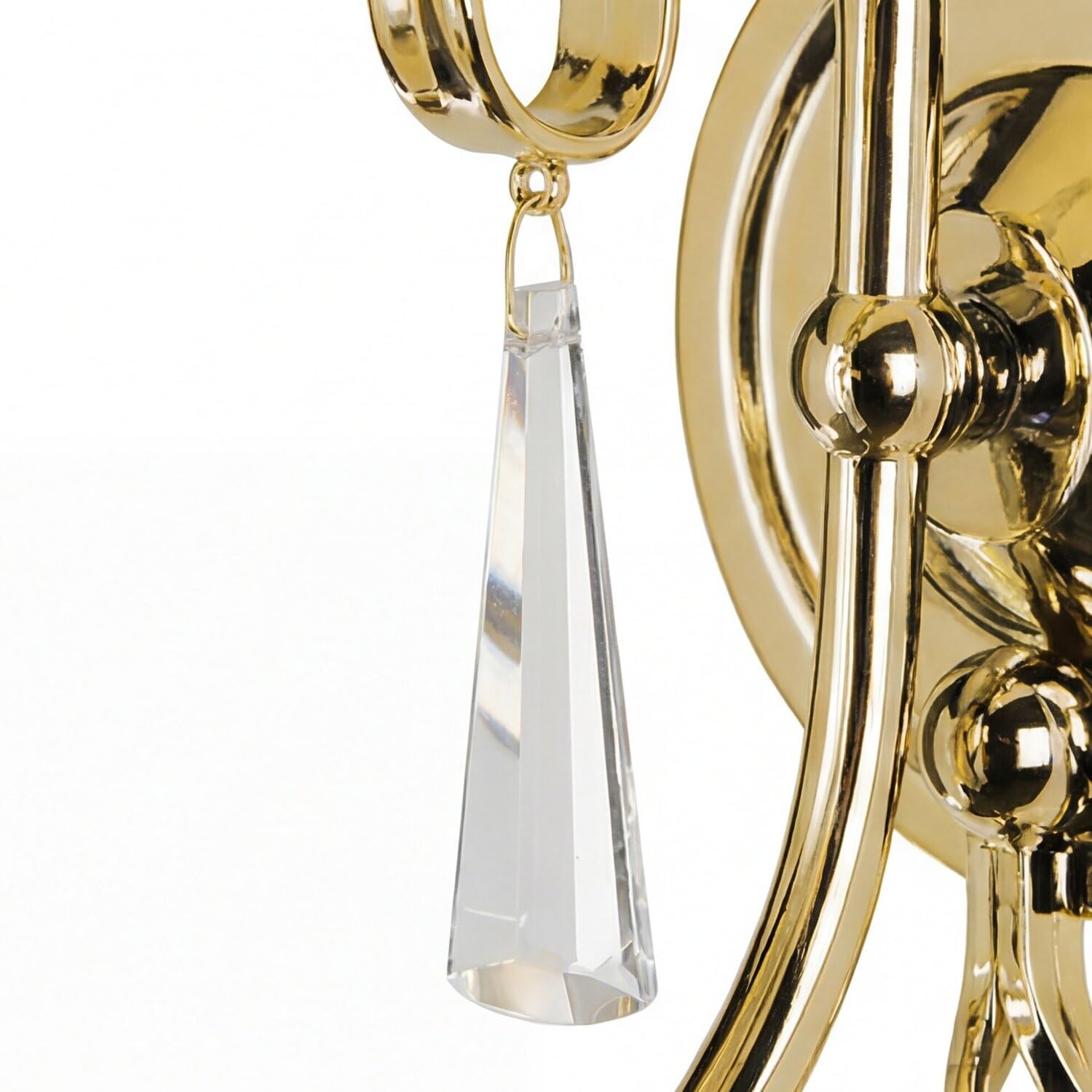 Licht-Erlebnisse Designer Wandleuchte Messing poliert Wohnzimmer Metall Kristall Glas Kerzenform E14 B:10 cm Schlafzimmer Flur Wandlampe Klassisch