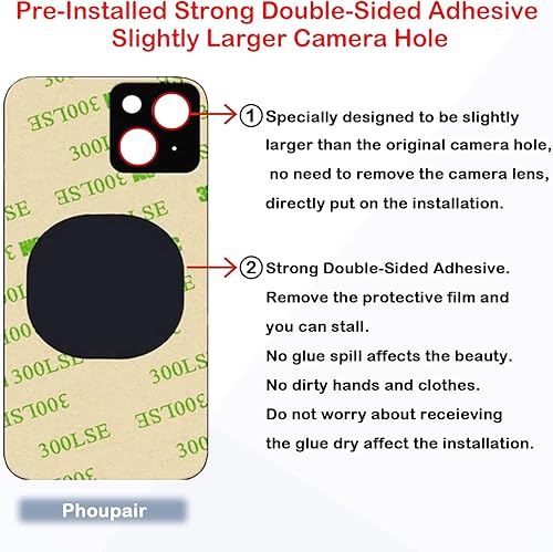 Miniatura 4 de Reemplazo de cristal trasero OEM compatible con iPhone 14 Plus de 6.7 pulgadas, todos los portadores con kit de reparación profesional e