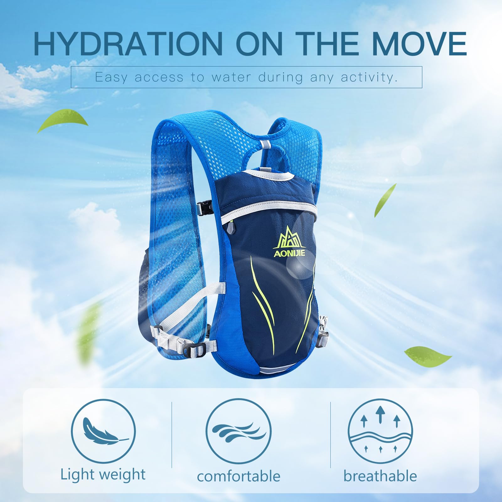 Geila Mochila de hidratación, Chaleco de hidratación al Aire Libre Sport Trail Marathoner Running Race Mochila Ligera para Hombres y Mujeres