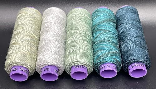 Sue Spargo Eleganza #5 Perle, cinco carretes de hilo de algodón pulido de 40 yardas para paquete de bordado (C - Terrarium)