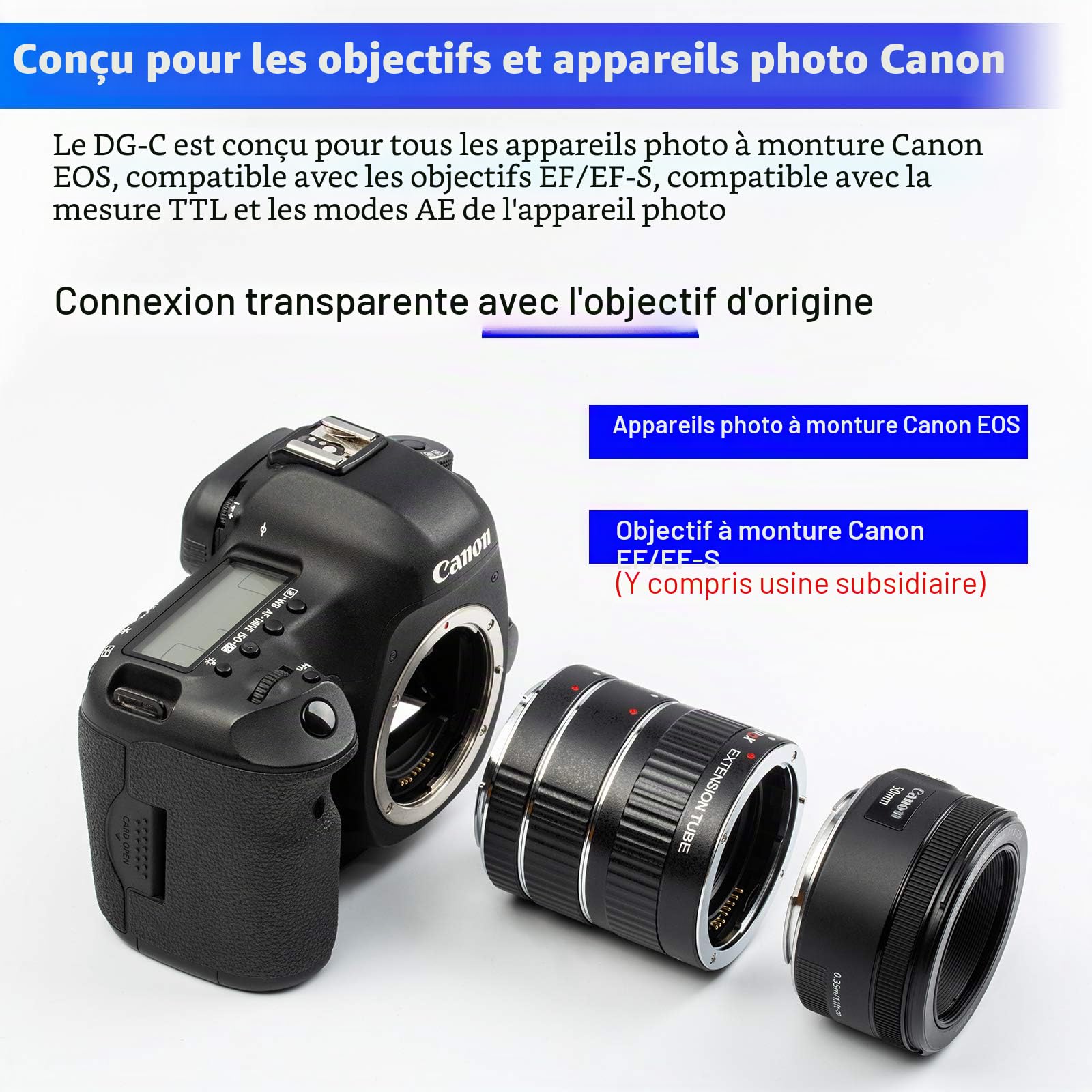 VILTROX DG-C Tube d'Extension Macro à Mise au Point Automatique à Montage en Métal Adaptateur Anneau (12mm + 20mm + 36mm) pour Canon EF EF-S 5D 6D 7D 760D 700D 80D 70D 100D 1300D Appareil Photo