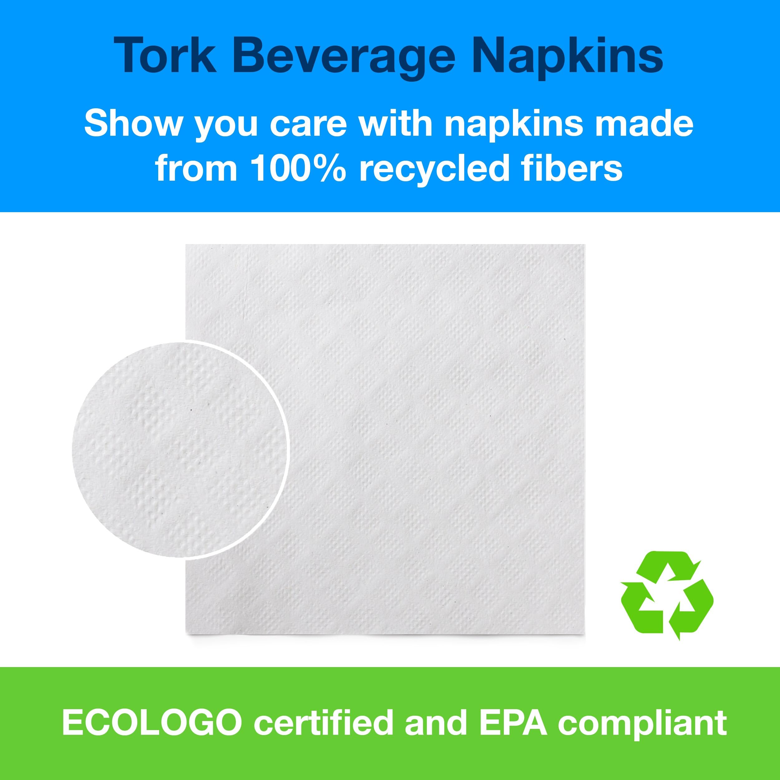 Tork universal b1141 a bebidas Servilletas, 1 capa, pliegue 1/4, 9.38 "Ancho x 9.38" Longitud, color blanco (funda de 8 paquetes, 500 por paquete, 4.000 servilletas)