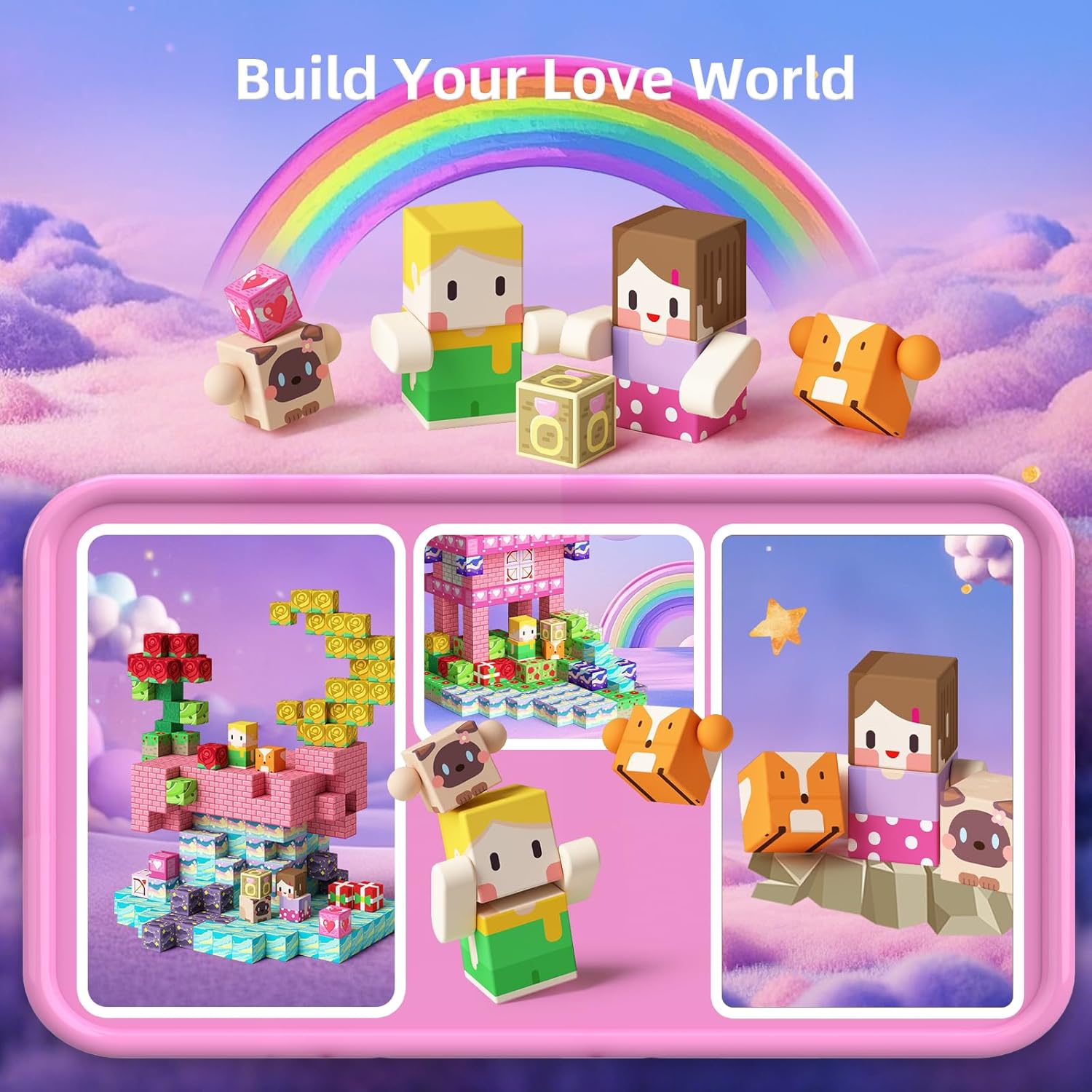 GobiDex 100PCS Magnetic Blocks Princess Building Toys for Girls Age 3+, Game-Based Build MagWonder with STEM Magnet Construction Set, Sensory Gifts for Kids Birthday (1 inch) - Image 3