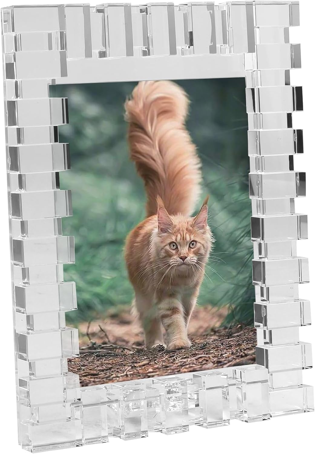 kitCom Crystal 5x7Inch Picture Frame, Wedding Frame Tabletop Display 5''x 7'', Tabletop Display Decor Wedding Frame(Fit 5x7 Max Photos), Clear with Gift Box