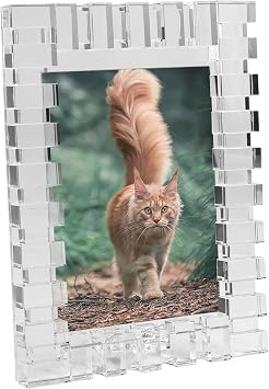 kitCom Crystal 5x7Inch Picture Frame, Wedding Frame Tabletop Display 5''x 7'', Tabletop Display Decor Wedding Frame(Fit 5x7 Max Photos), Clear with Gift Box