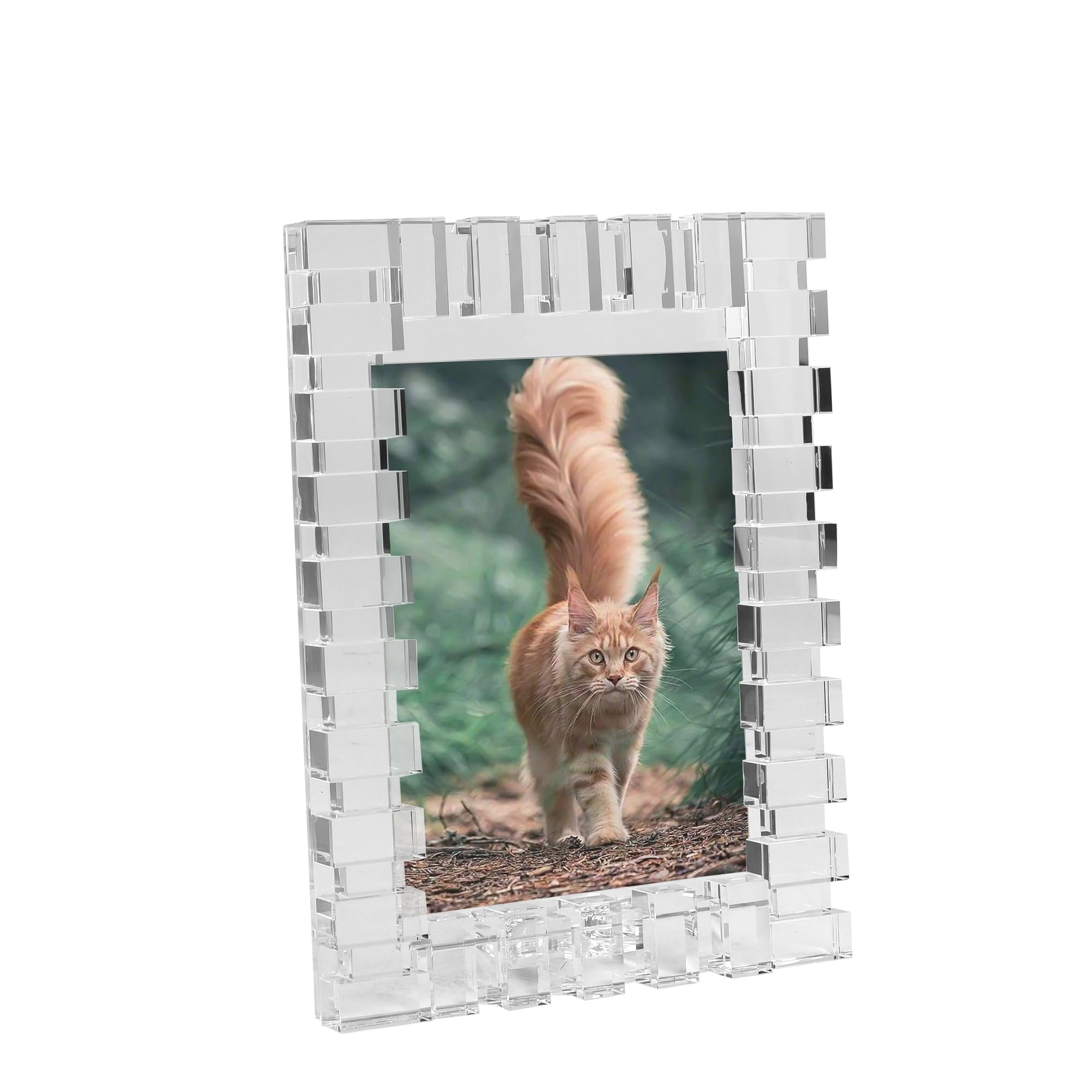 kitCom Kristall-Bilderrahmen, 12,7 x 17,8 cm, Hochzeitsrahmen, Tischdekoration, Hochzeitsrahmen (passend für Fotos à 12,7 x 17,8 cm), transparent, mit Geschenkbox