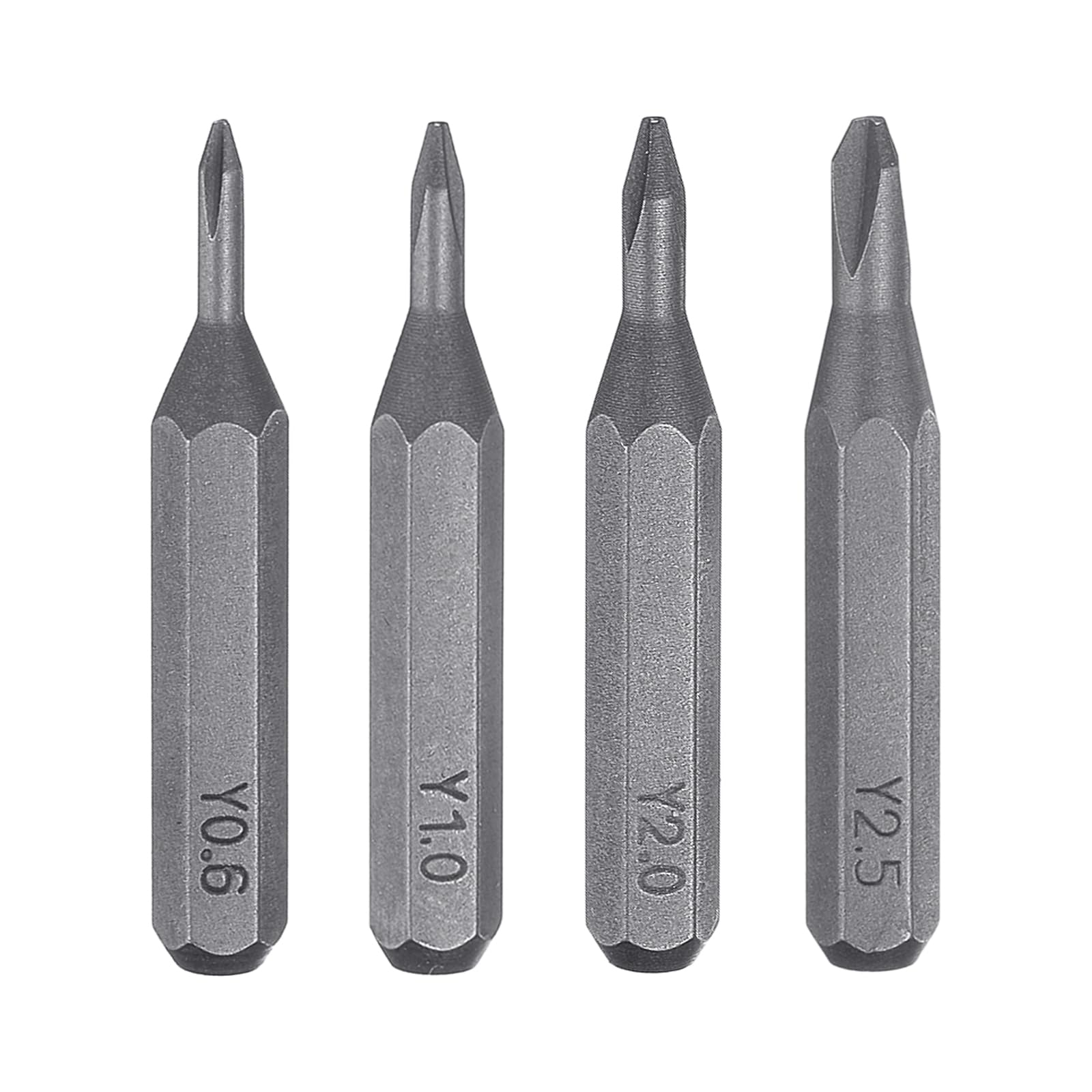 QUARKZMAN Set di 4 Punte Cacciavite a Tripla Ala Y0.6-Y2.5 5/32" Esagonale 28mm aimanté Testa a 3 Punti a Forma di Y Bits Esagonali in Acciaio S2 per Cacciavite Impatto Elettrico Utensile