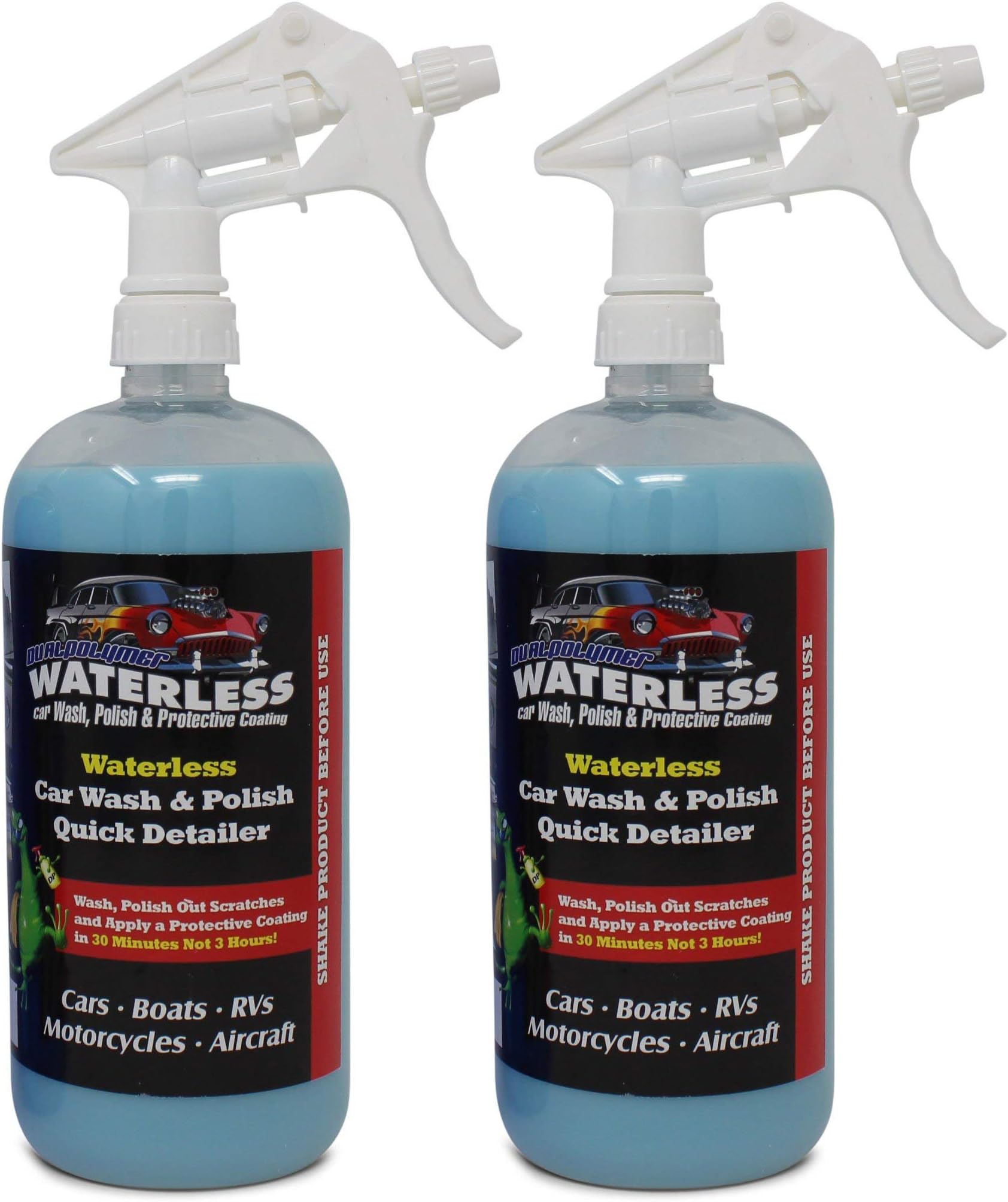 Waterless No Rinse Car Wash, Wax and Polish | Acrylic Based Auto Detailing and Polishing Product | Made in The USA (2 Pack (64oz))