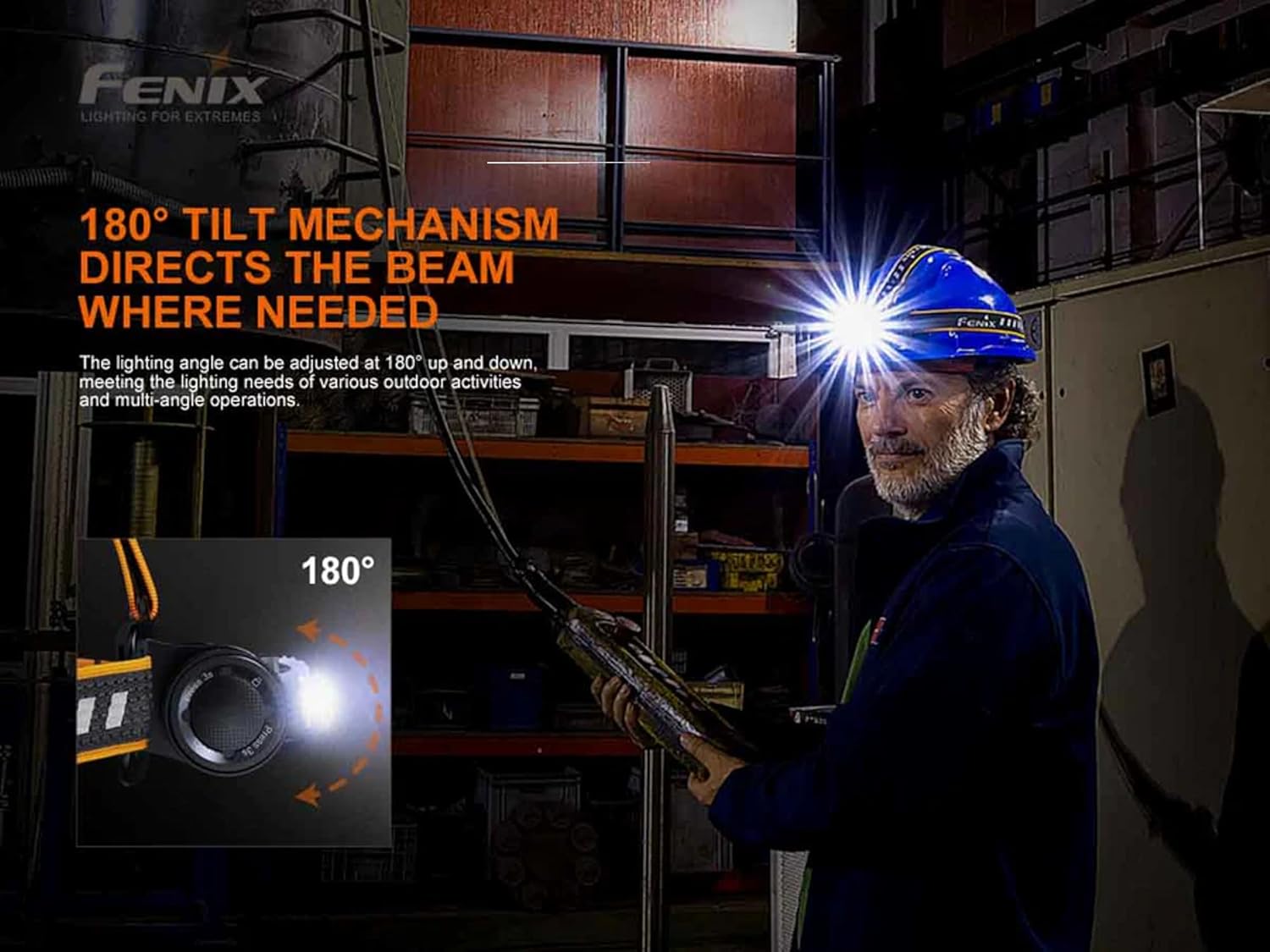 Fenix HM70R Headlamp, 1600 Lumens, USB Rechargeable, High CRI White and Red Beams, with a USB Wall Plug