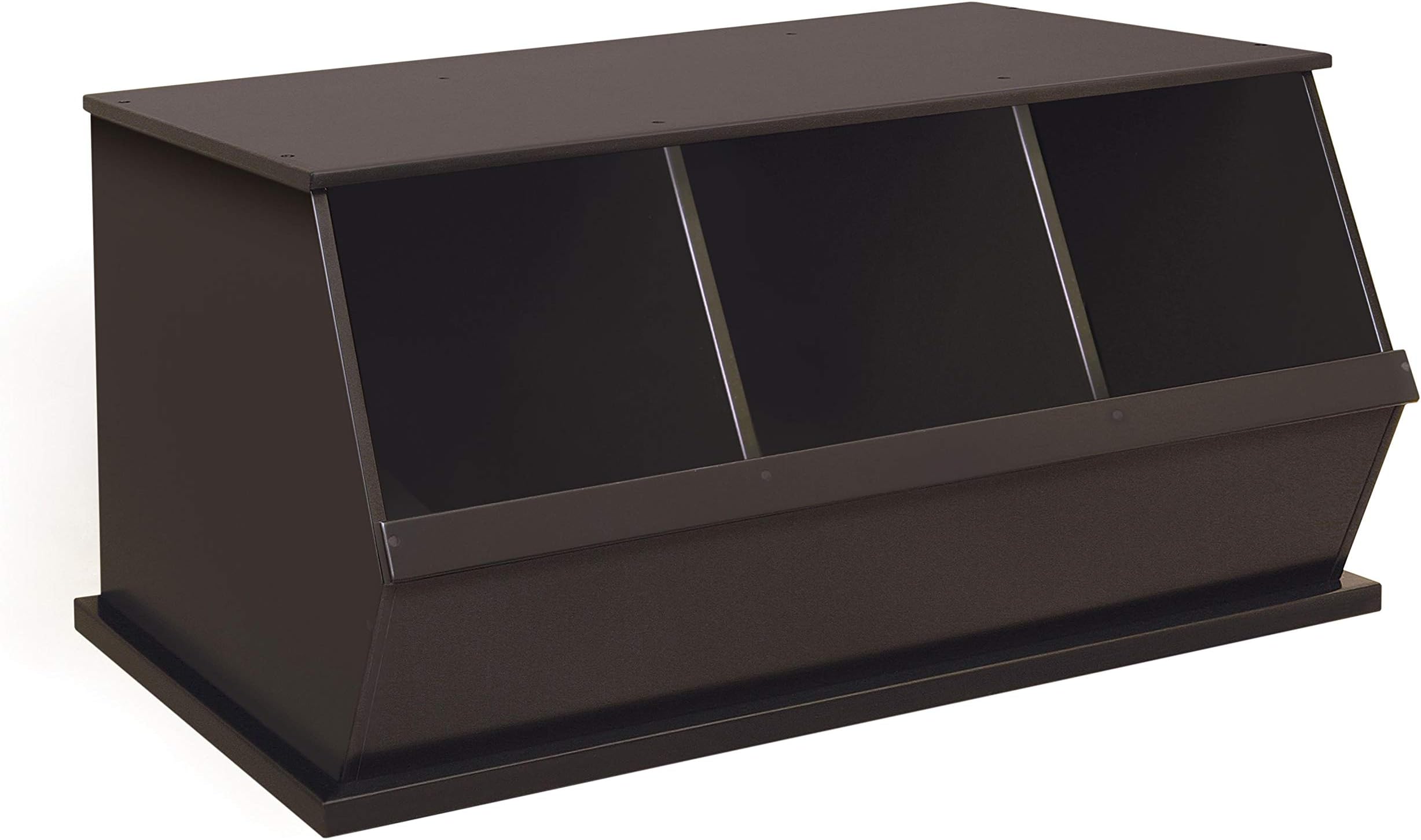 Badger Basket Stackable 3-Bin Storage Cubby - Modular Toy and Craft Organizer with Wide Mouth Bins, Expandable Design, Solid Panel Construction - Compatible with Other Units - Espresso