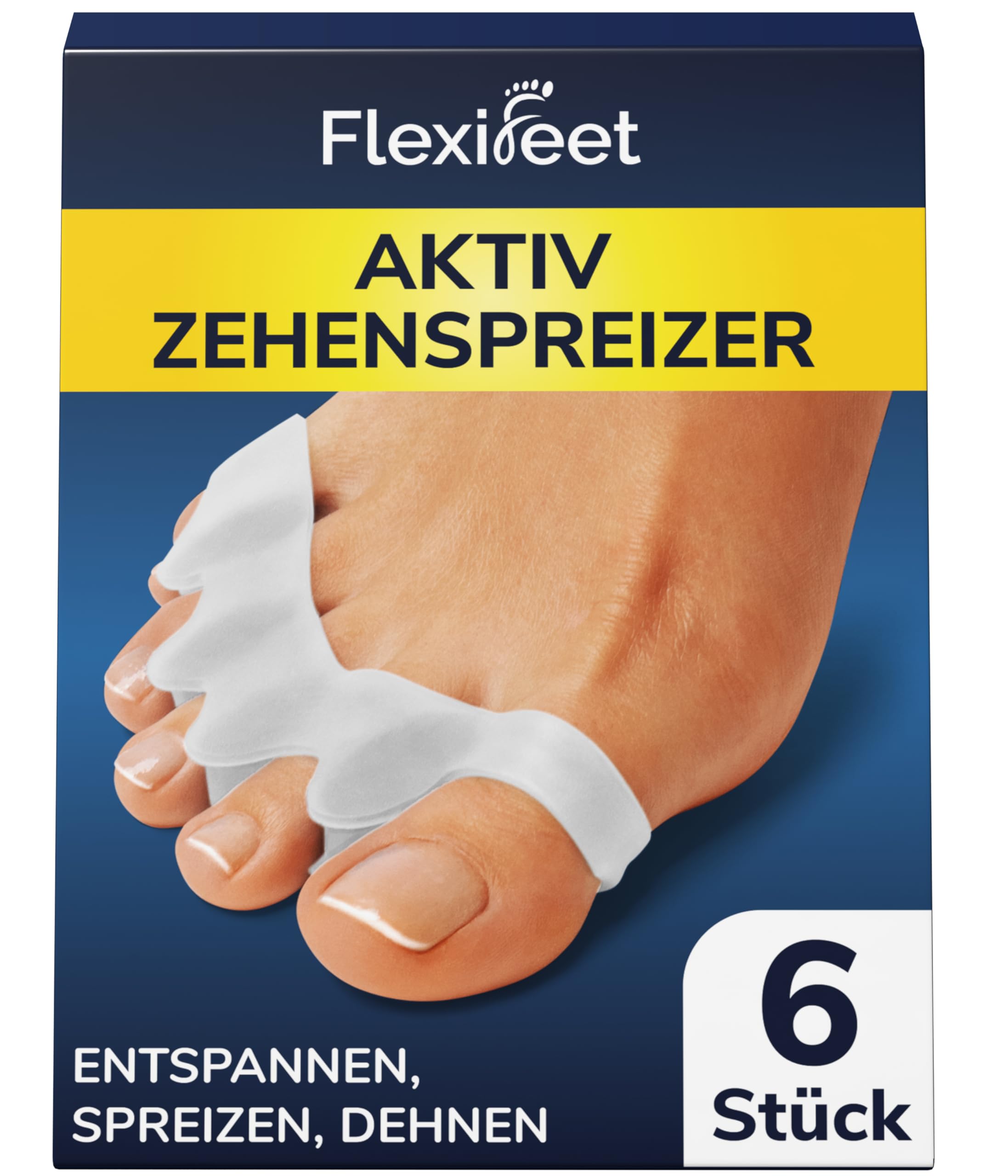 Zehenspreizer 6 Stück - Zehentrenner für überlappende Zehen - Toe Spacer, Toe Separator Silikon-Zehenspreizer Hallux Valgus Universalgröße, 0% BPA