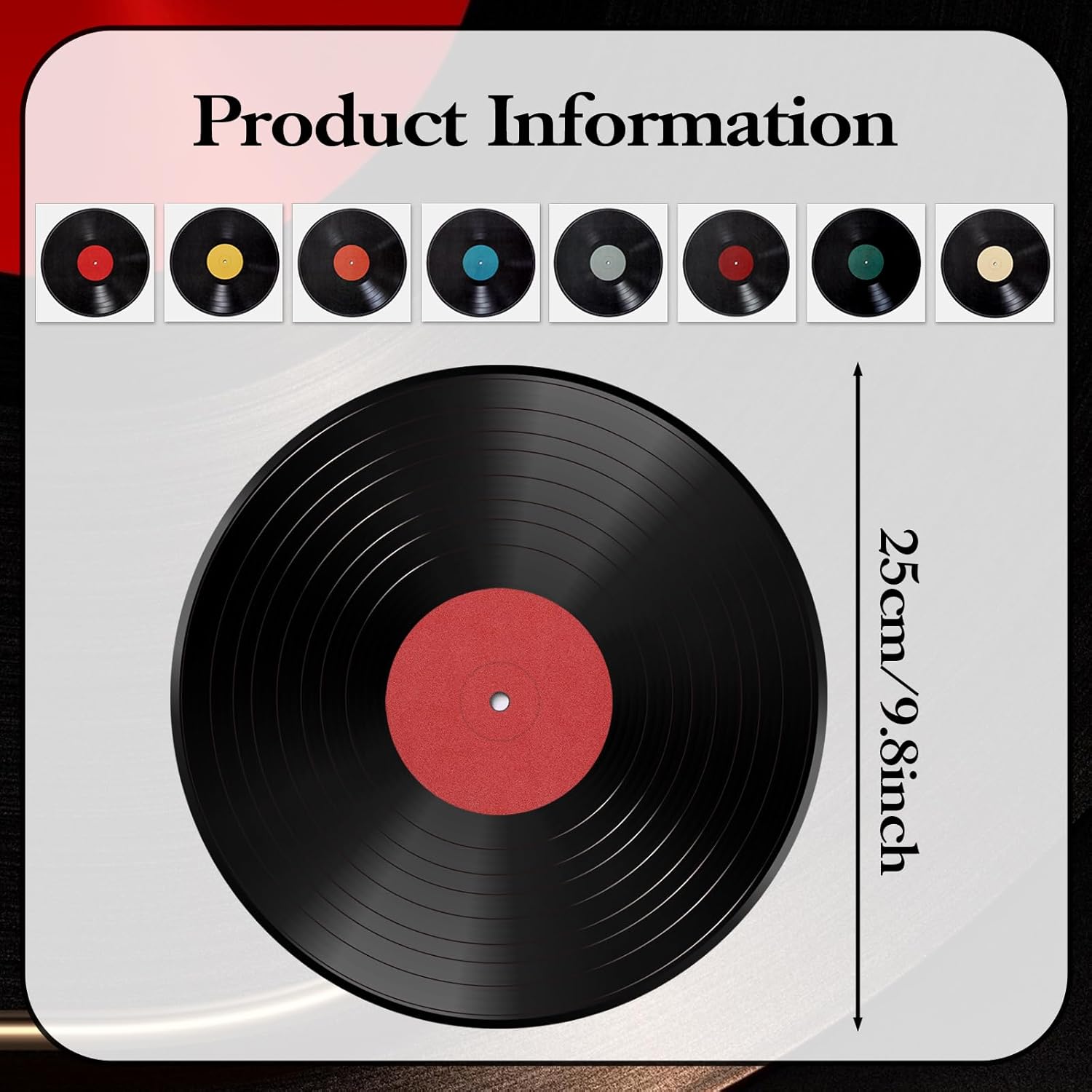 Piriuuo 8 Pcs Records Wall Decor, Vinyl Records Decor Decorative Vinyl Record Decor 9'' Vinyl Record Wall Decor Vinyl Record Stickers Fake Vinyl Records Decals for Home Wall Music Party Decoration