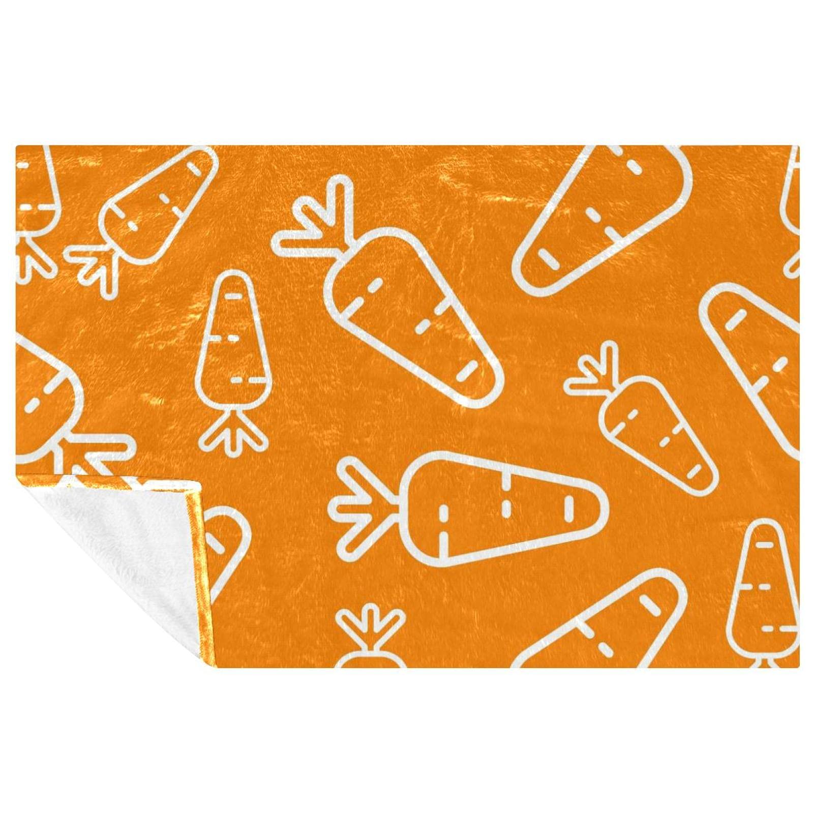Couverture lit canapé pique-nique camping plage motif carottes 150x100