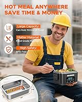 Vista 5 de Cordless Electric Lunch Box for Adults – Battery-Powered Heated Lunch Box Food Warmer with 1.1L Stainless Steel Container, Timer Function