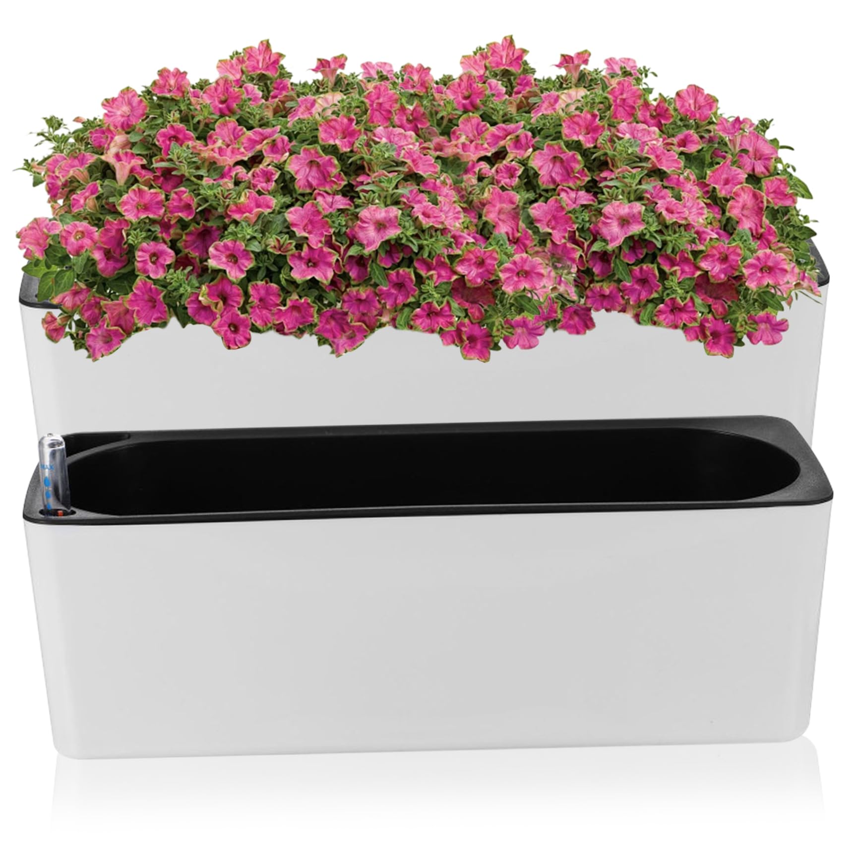 Jardinières en plastique rectangulaires 15,6x5,1 avec trous drainage pour fenêtres