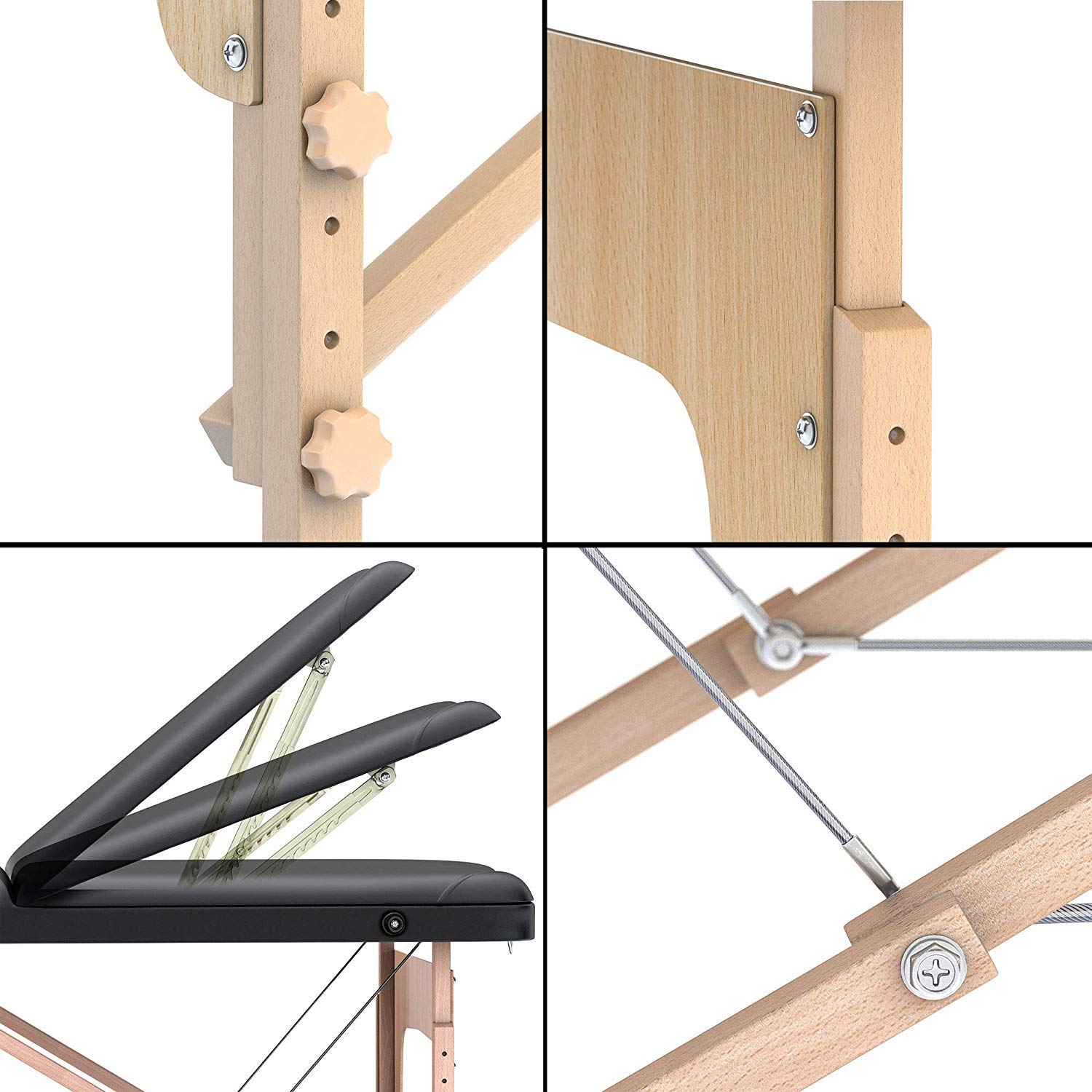 LETTINO MASSAGGIO PROFESSIONALE 3 ZONE IN LEGNO PORTATILE E PIEGHEVOLE COD-06