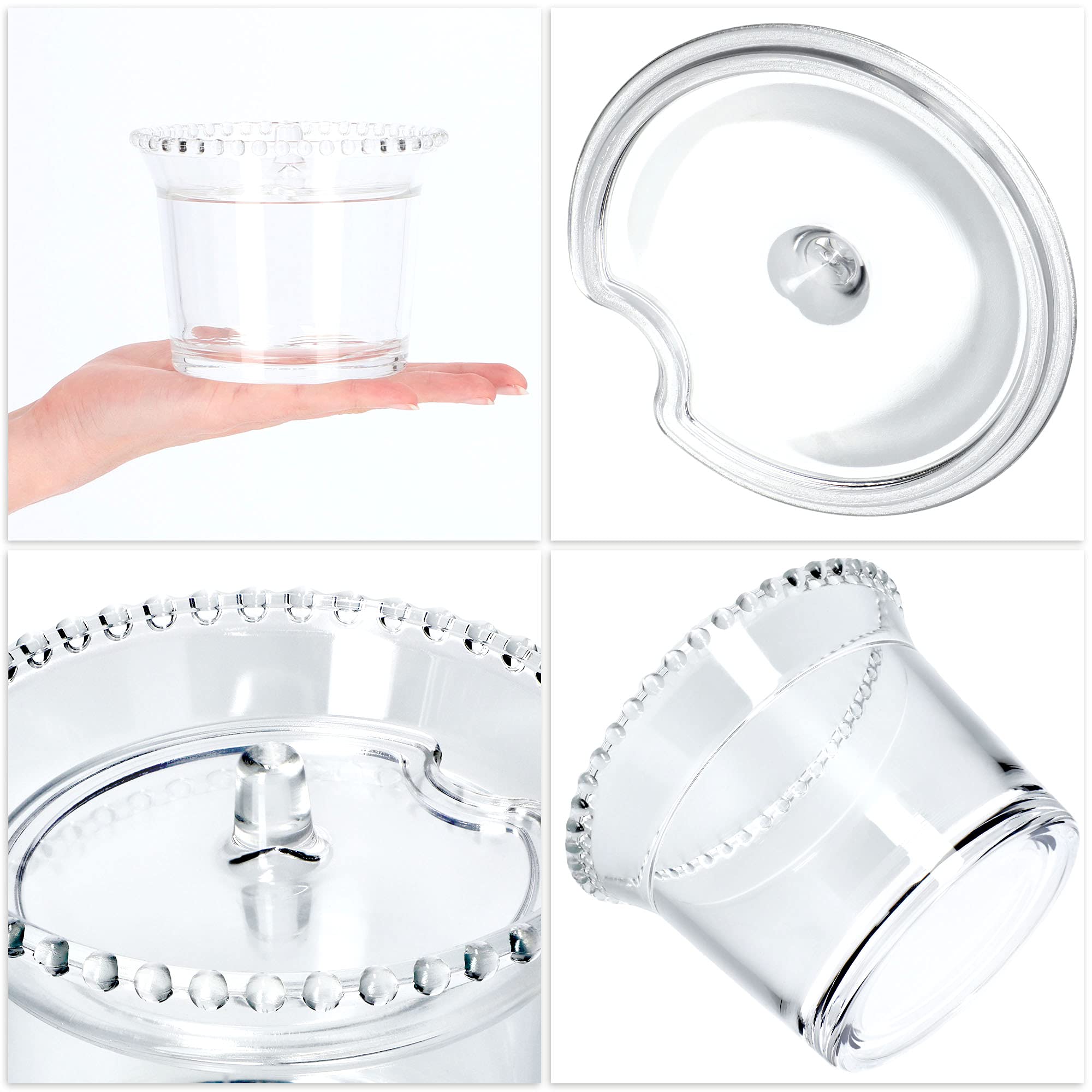KADAX ADAX Zuccheriera in vetro, contenitore per spezie con coperchio ergonomico, contenitore in vetro trasparente per zucchero, portaspezie con base rinforzata (rotondo, con sfere)