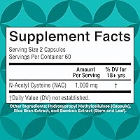 Vista 2 de MaryRuth Organics Suplemento NAC N-acetil cisteína Suministro de 2 meses NAC 1000 mg por porción Cápsulas veganas Precursor de glutatión