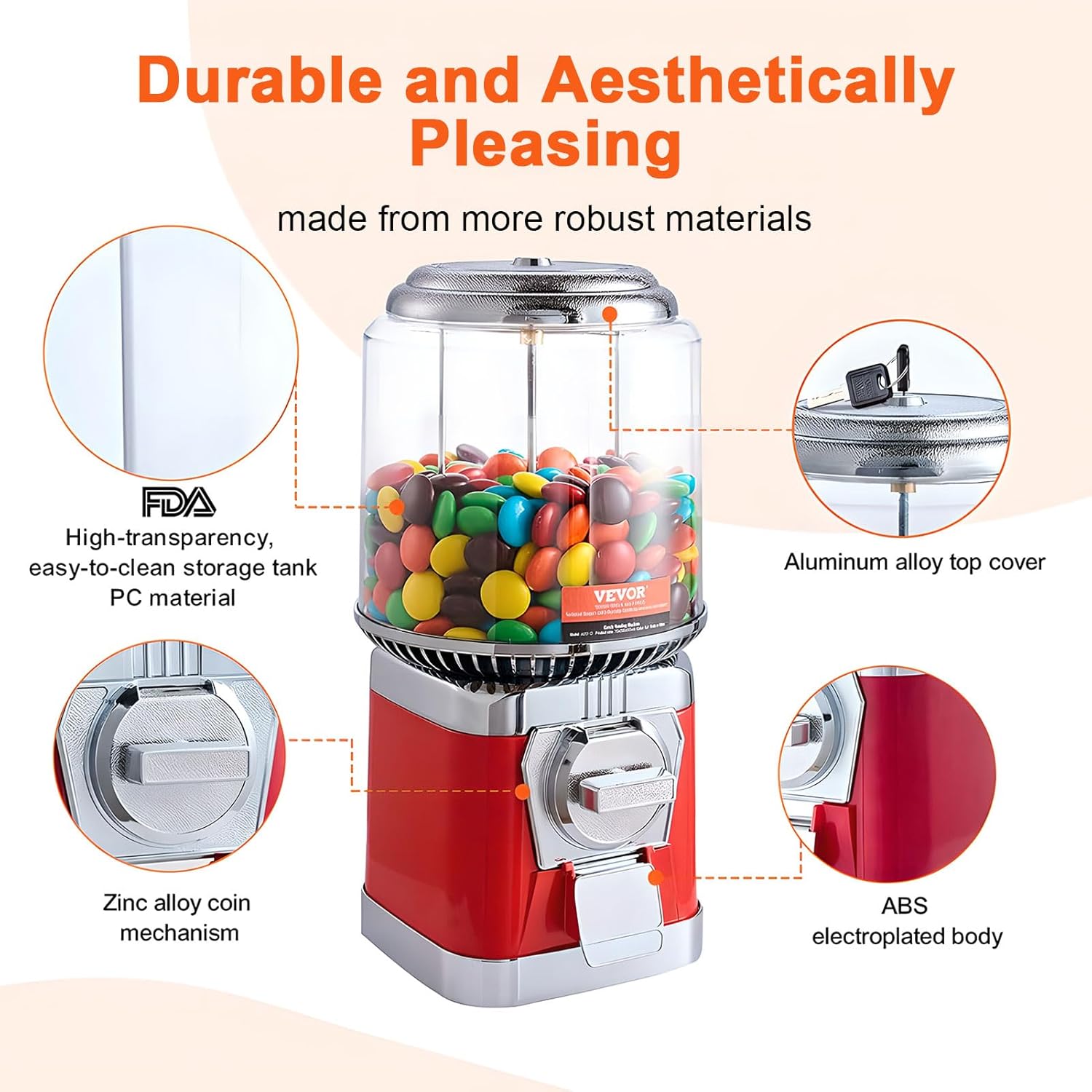 Amazon.co.jp: コイン式自動販売機、ガシャポンマシン、キャンディ商業ガムボールマシン、4.5〜5.5CM丸型カプセル弾性ボールディスペンサー  、おもちゃ自動ディスペンサー(Red) : 産業・研究開発用品 カプセルマシン カプセル自動販売機、コイン式キャンディガムボール ...