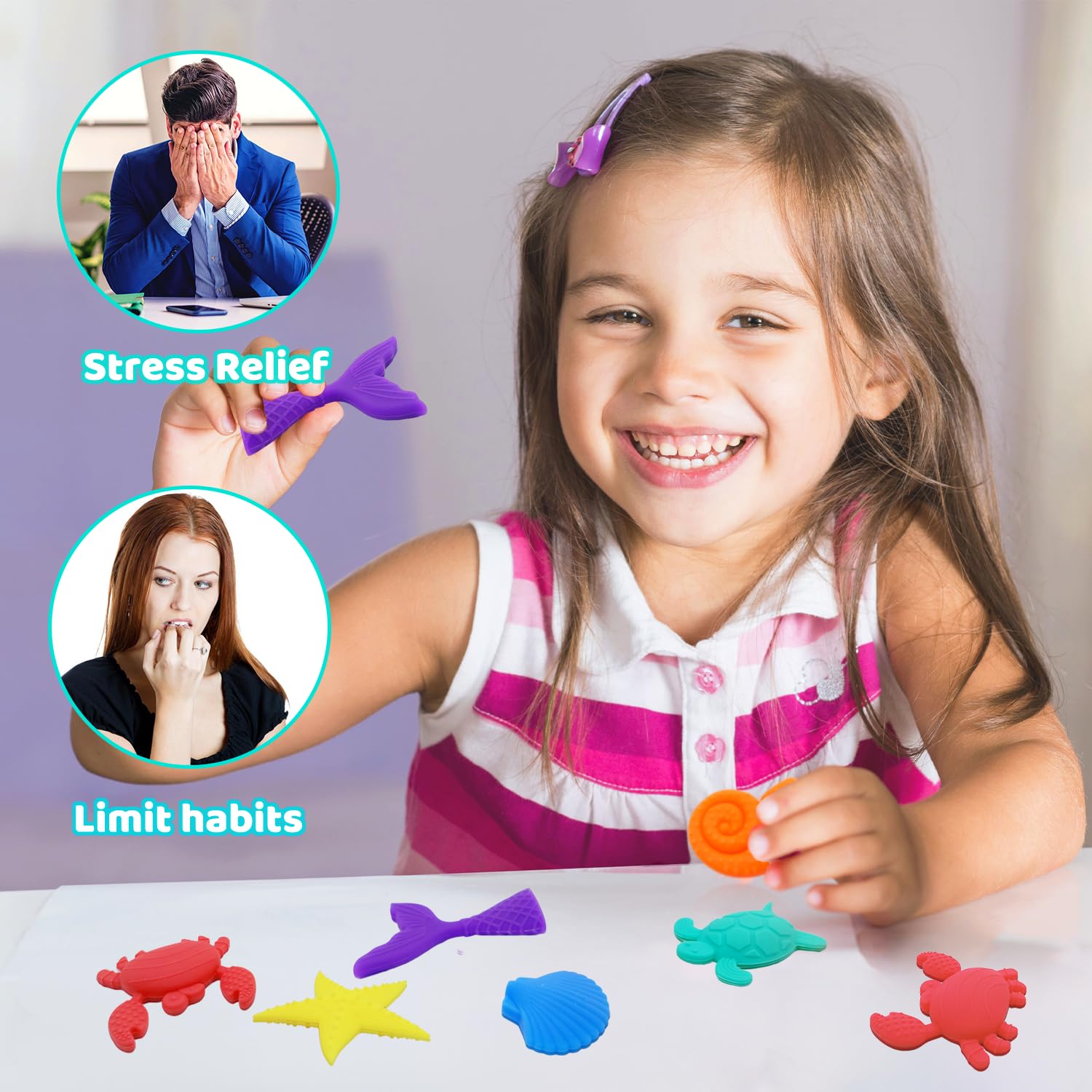 Cuackamily 6-teiliges Sensorik-Stein-Set – Fidget Spielzeug Für Kinder & Erwachsene