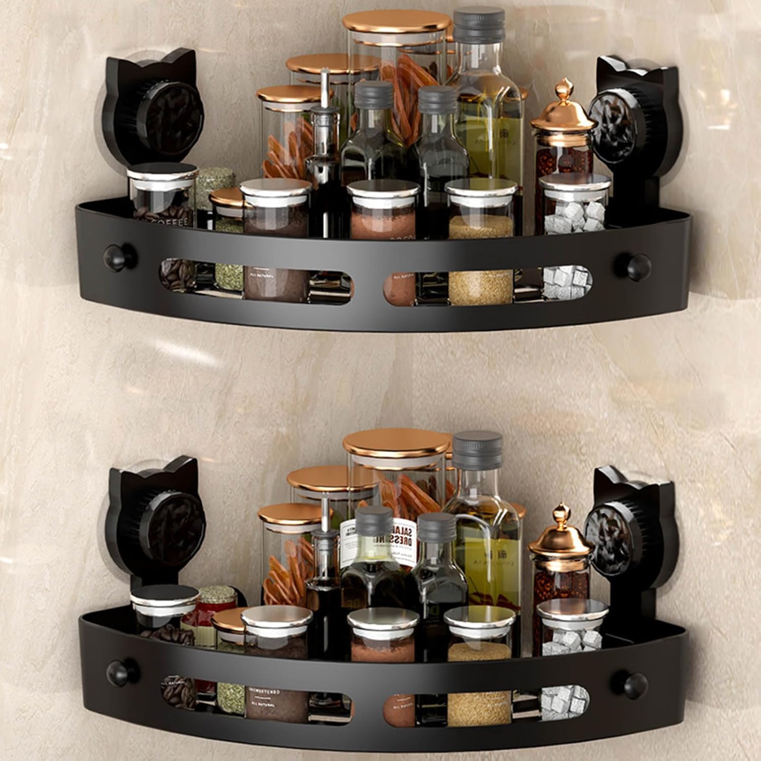 2 Pack Bathroom Corner Shower Caddy Simple Adhesive Shower Shelves Without Drilling Wall Rustproof Plastic Hanging Wall Organizer