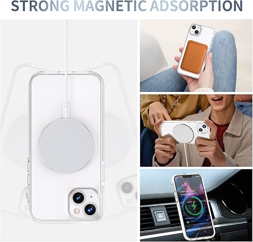 Miniatura 2 de MILPROX Funda compatible con iPhone 15  Compatible con MagSafe  Diseño magnético transparente transparente  Antiamarillamiento antideslizante