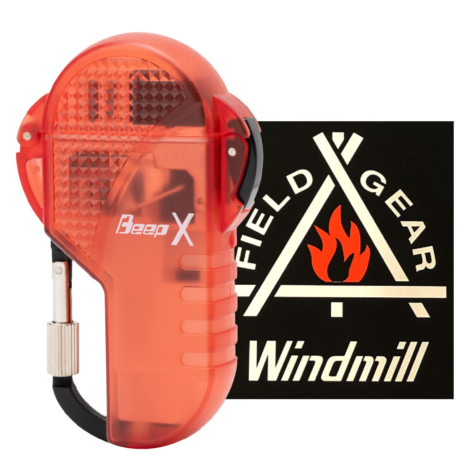 ウインドミル(Windmill) ターボライター 赤 クリアー BEEPX ロゴステッカー付き 防水 充填式 BEX-0004K