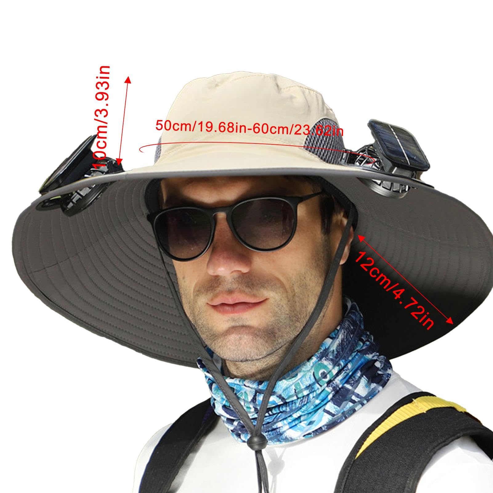 Cappello da Sole da Uomo e Donna, Cappello con Ventilatore Solare | cappello da ventilatore solare a tesa larga – cappello estivo cappello da pesca all'aperto a tesa larga cappello da trekking,