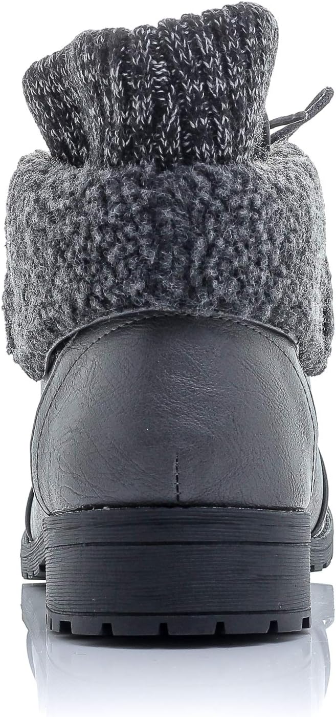 Patty-01 Women's Combat Style Lace Up Ankle Bootie Women's Hiking Boot with Rugged Low Heel