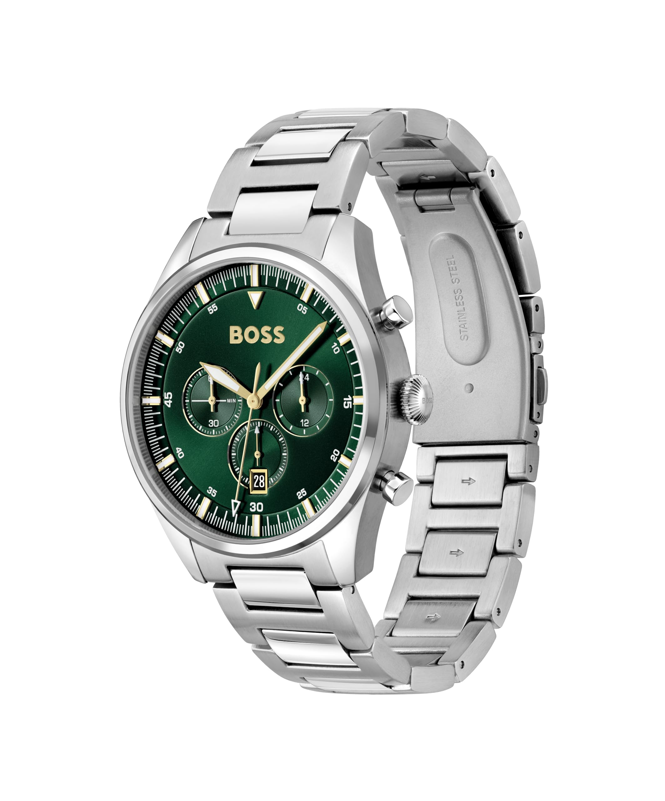 BOSS Chronograph Quarz Uhr für Herren Kollektion Pioneer mit Silbernes Edelstahlarmband - 1513868