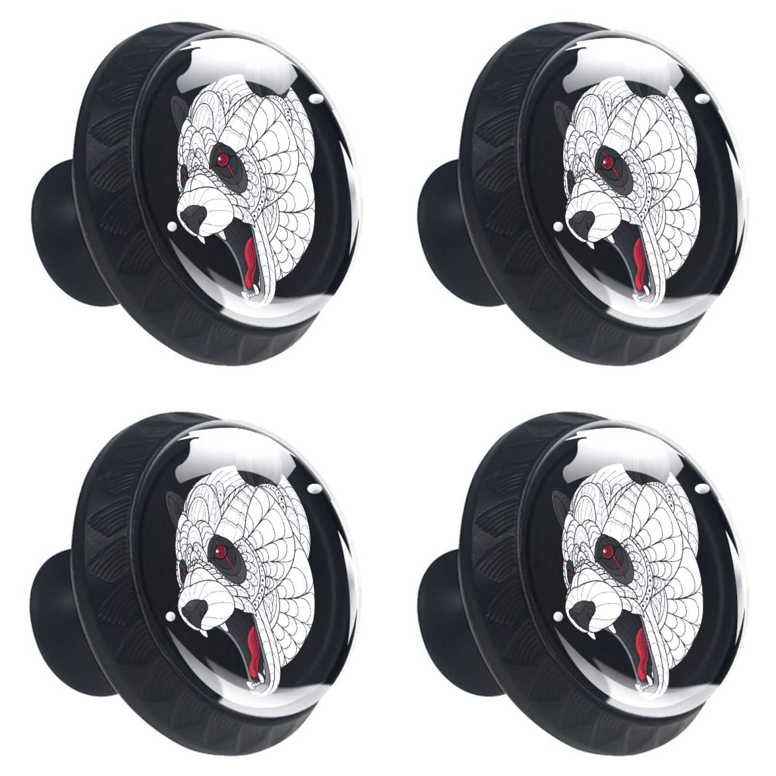 Bouton de tiroir panda (lot de 4) multicolore pour décorer une chambre d'enfant
