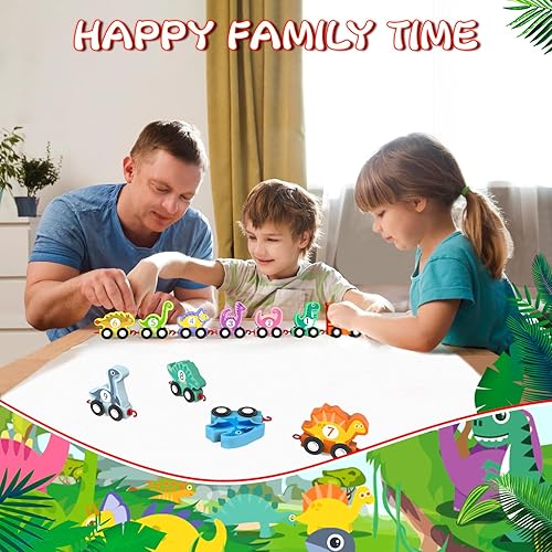 Miniatura 6 de Juguetes para niños de 1, 2, 3 años, regalo de cumpleaños, juego de tren de madera, juguetes de dinosaurio para niños de 2 a 4 años, juguetes