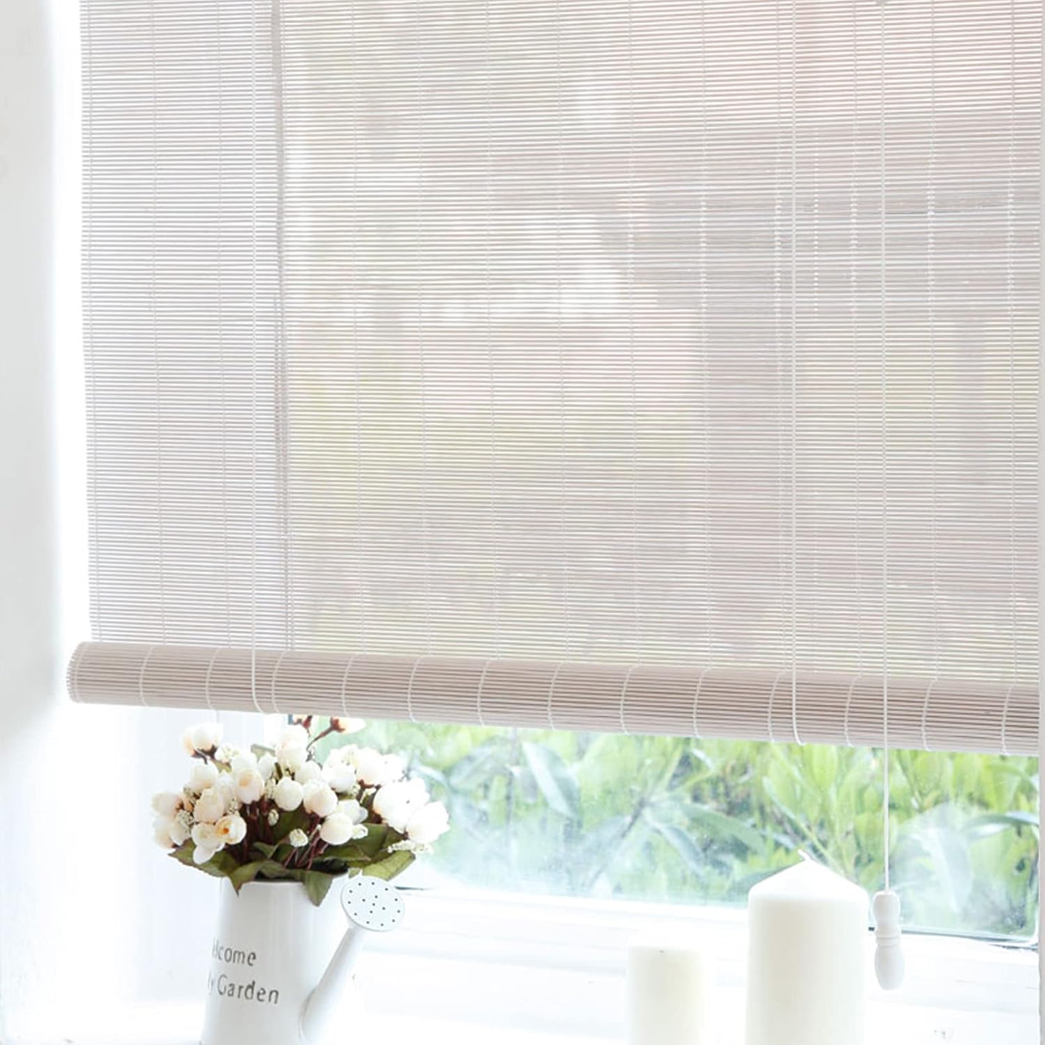 Amazon.co.jp Natural Bamboo Roller Shades, Bamboo Shades Weatherproof Outdoor 60 Light Filter