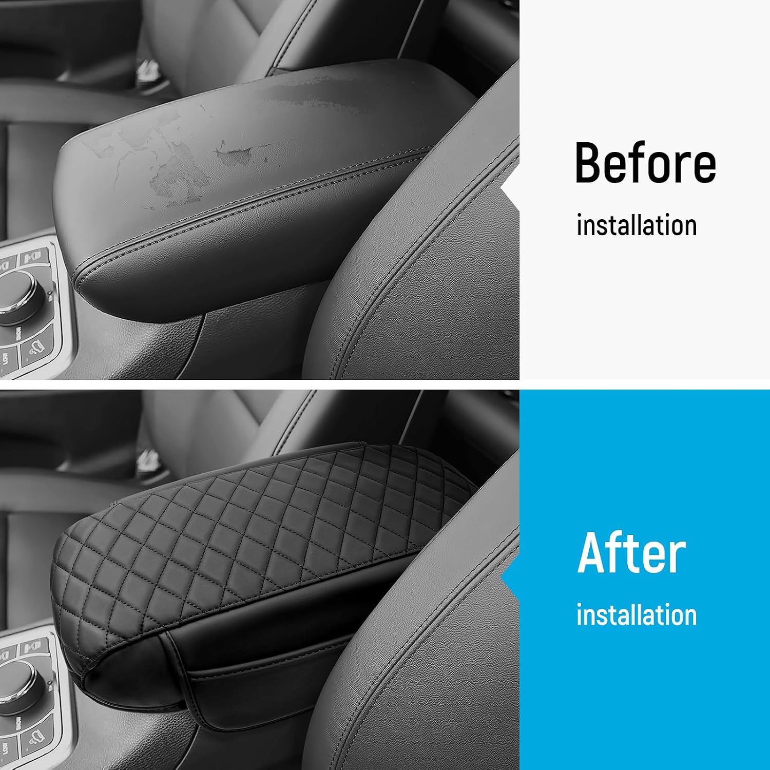 ZZEQYG Center Console Cover Pad for Jeep Grand Cherokee 2011-2021 (Not for L Model) Accessories Armrest Storage Cover Leather Auto Armrest Cover Protector Cover