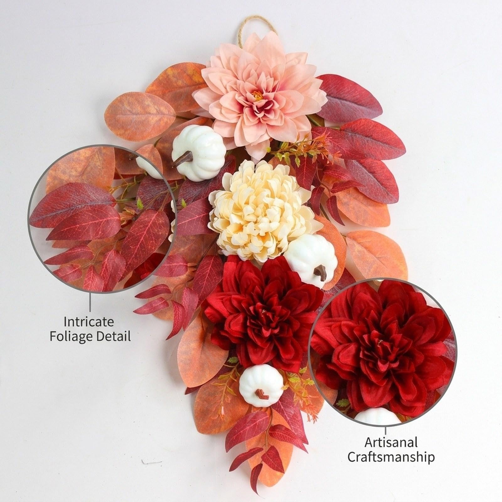 Couronne de Porte D'entrée Rustique, Cadeau D'automne, Fleurs D'automne, pour Fête, Maison, Anniversaire