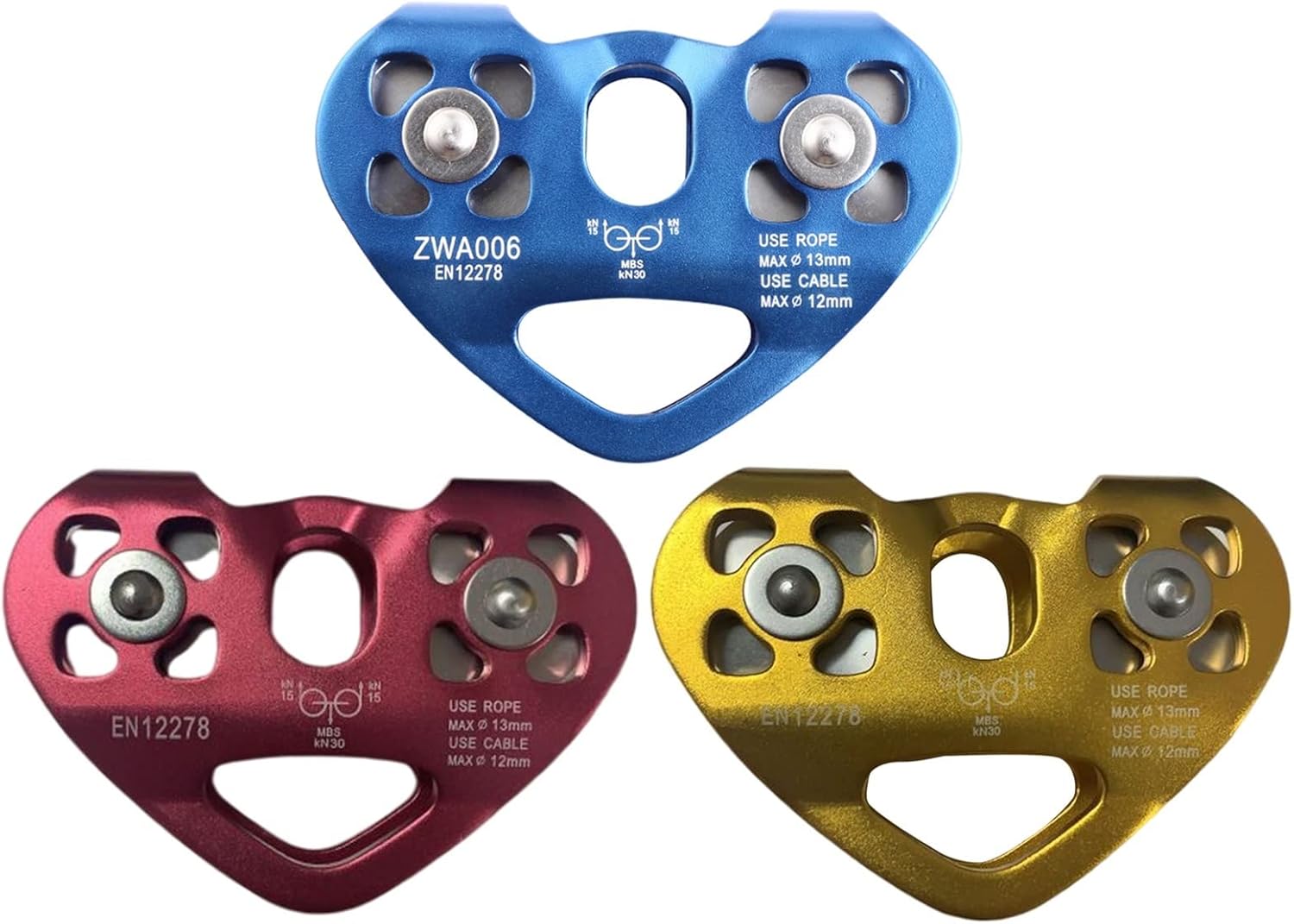 INLIMA Pulley Heart-Shape Climbing Double Pulley Steel Cable Rope Climbing Device High Speed Zipline Trolley Here (Color : Rojo)