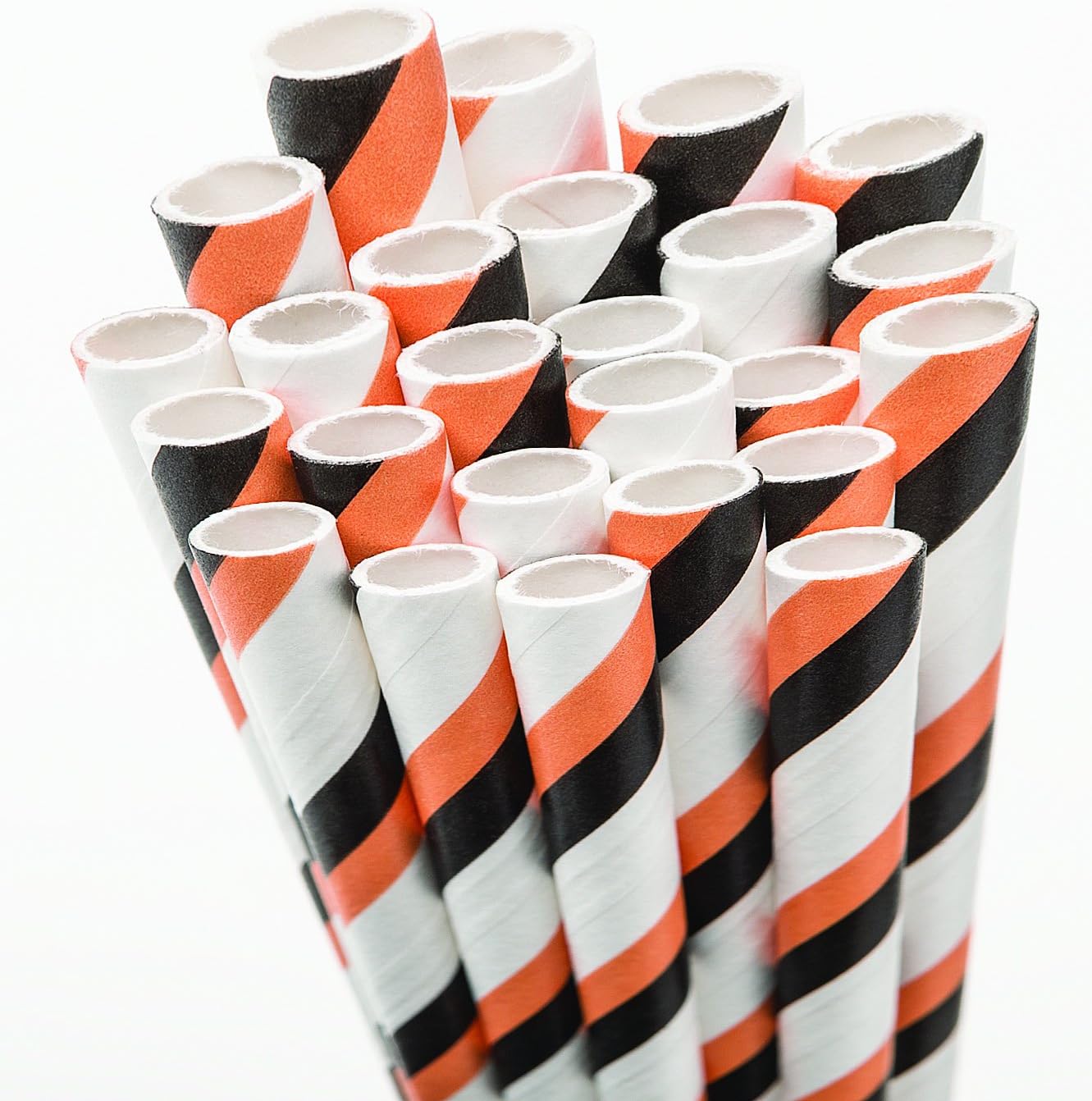 Aardvark 61520039 Paper Drinking Straw, 7/32" Diameter x 7-3/4" Length, Pumpkin Orange and Jet Black Stripe (8 Boxes of 600)