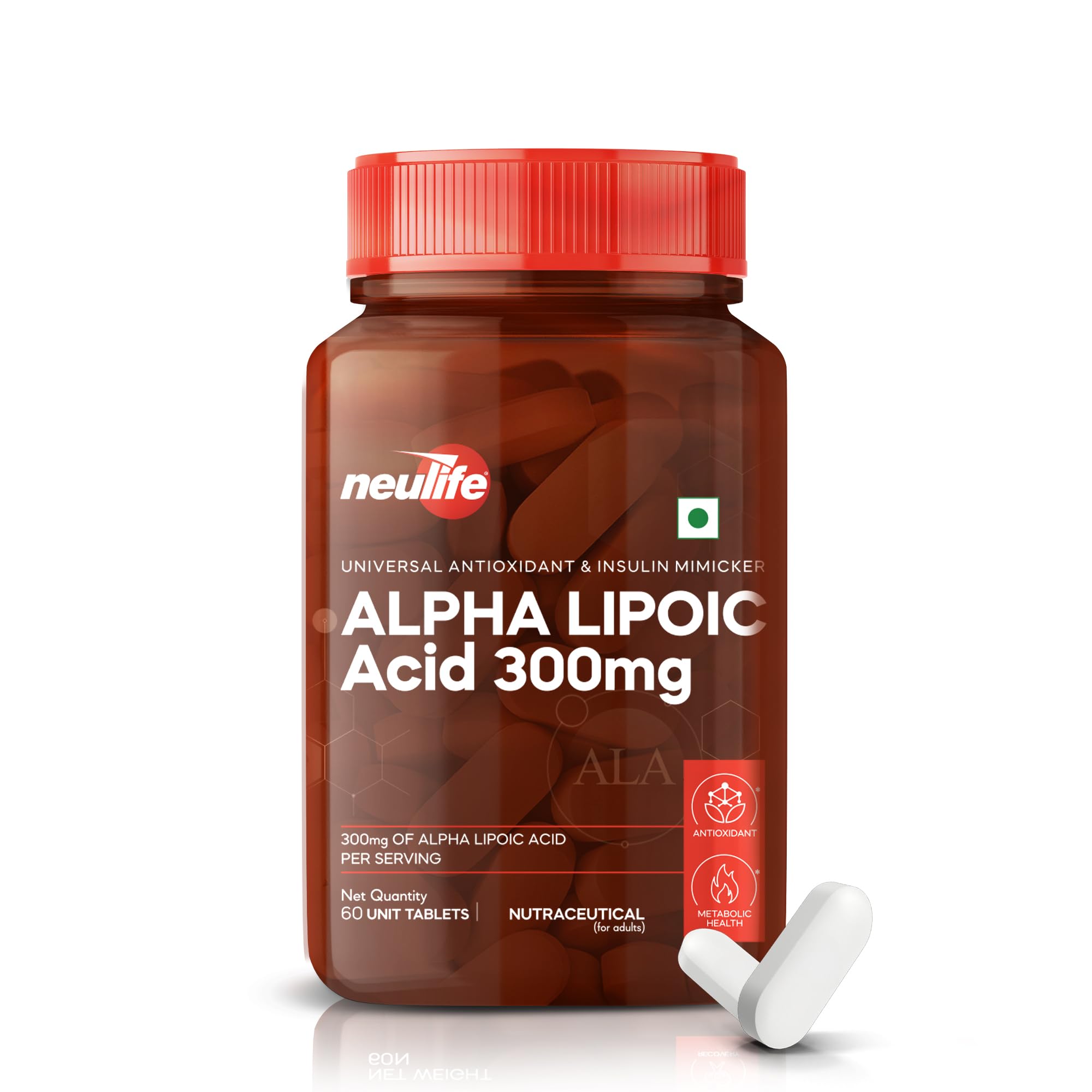 Neulife ALA (Alpha-Lipoic Acid) 300mg Capsules | Antioxidant Supplement Powerhouse + Insulin Mimicker | Gluten Free & Non-GMO | (60 Tabs)