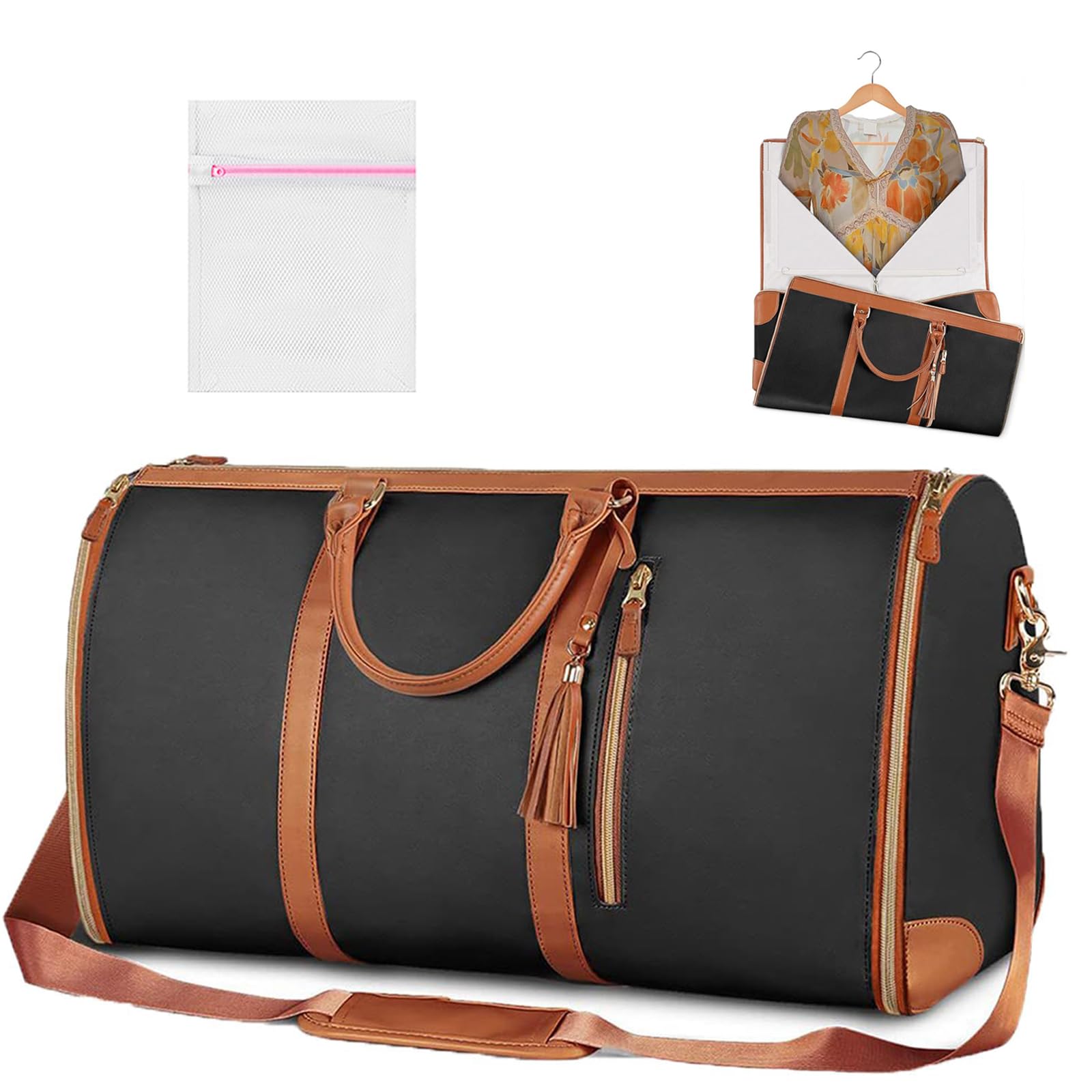 Borsa Da Viaggio Convertibile 2 In 1 - Porta Abiti E Borsa Sportiva, Nera, 48 Litri