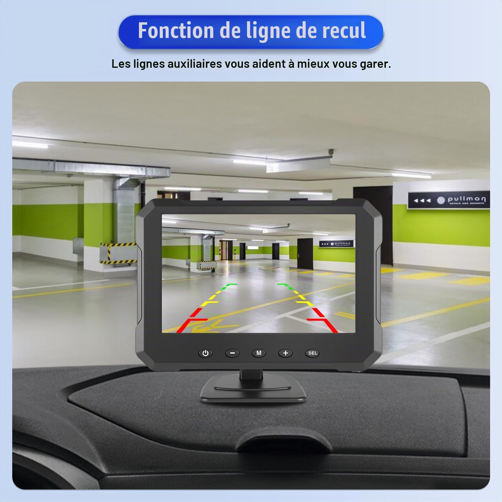 OiLiehu Kit Caméra de recul Filaire Système, Moniteur HD 1080P de 5 Pouces pour Camera Voiture, Caméra de Vision Nocturne Étanche IP68, avec Câble d'extension de 26,2 Pieds, Ligne Auxiliaire Inversée