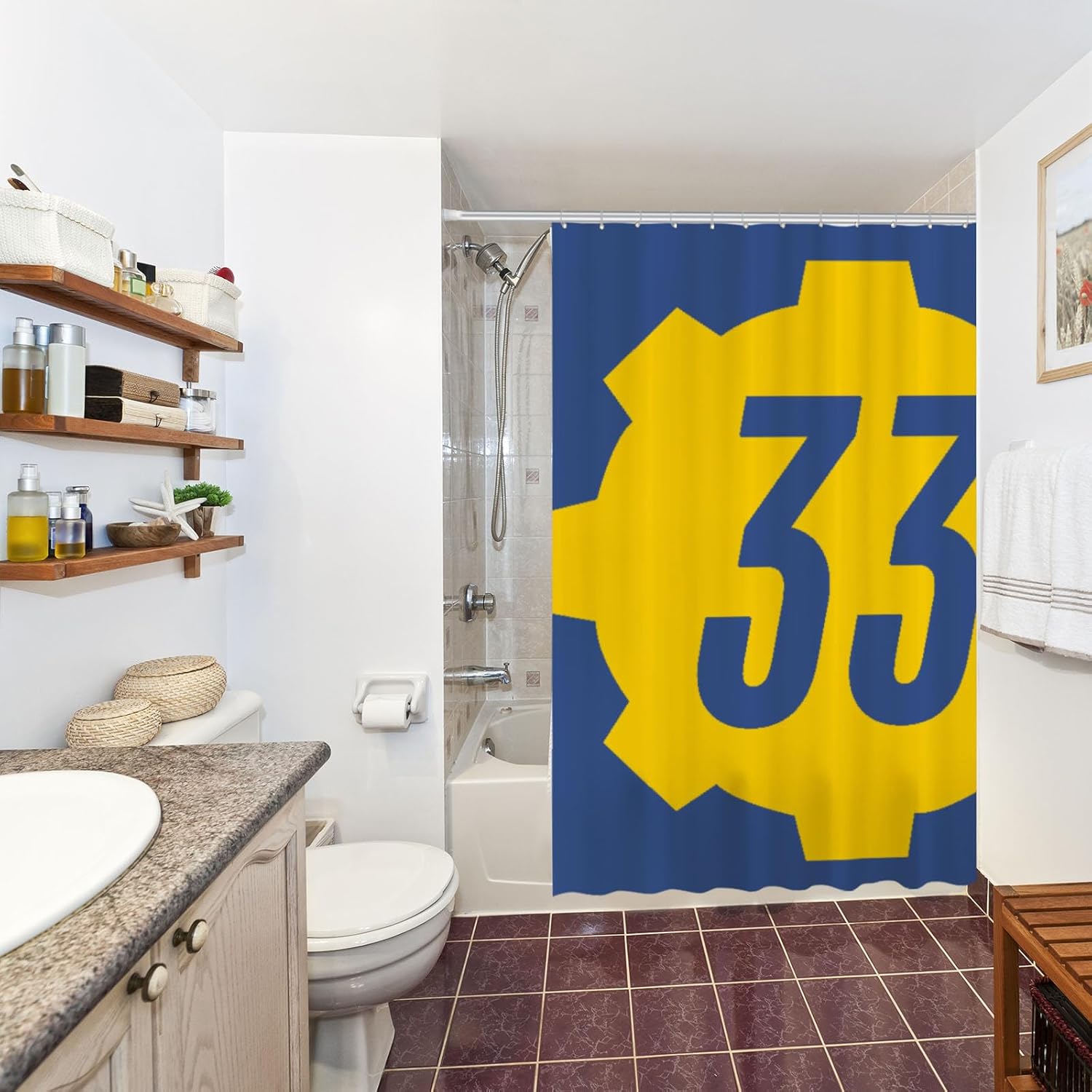 Funnytree Post-Apocalyptic Adventure Shower Curtain, Wasteland Wanderer Bathroom Decor, Waterproof Fabric Durable Easy Care Washable, 72"X72"(Hooks Not Included) SC00283-002