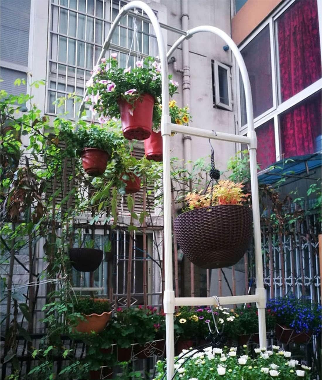 Rosenbogen aus Metall stabil, langlebig & rostfrei, verzinkter Halbbogen, 240cm Höhe, Rankhilfe für Rosen, Efeu und Clematis, für Garten, Balkon und Terrasse (Weiß, 180 * 240cm)