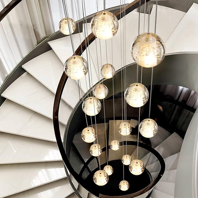 H.W.S H.W.S Led Hanglamp Glazen Kristallen Hanglamp Kroonluchter Decoratieve Kroonluchter Moderne Hanglamp Voor Villa Trappen Woonkamer Eetkamer Slaapkamer Interieur Lamp (36-flamming, Round Plate)