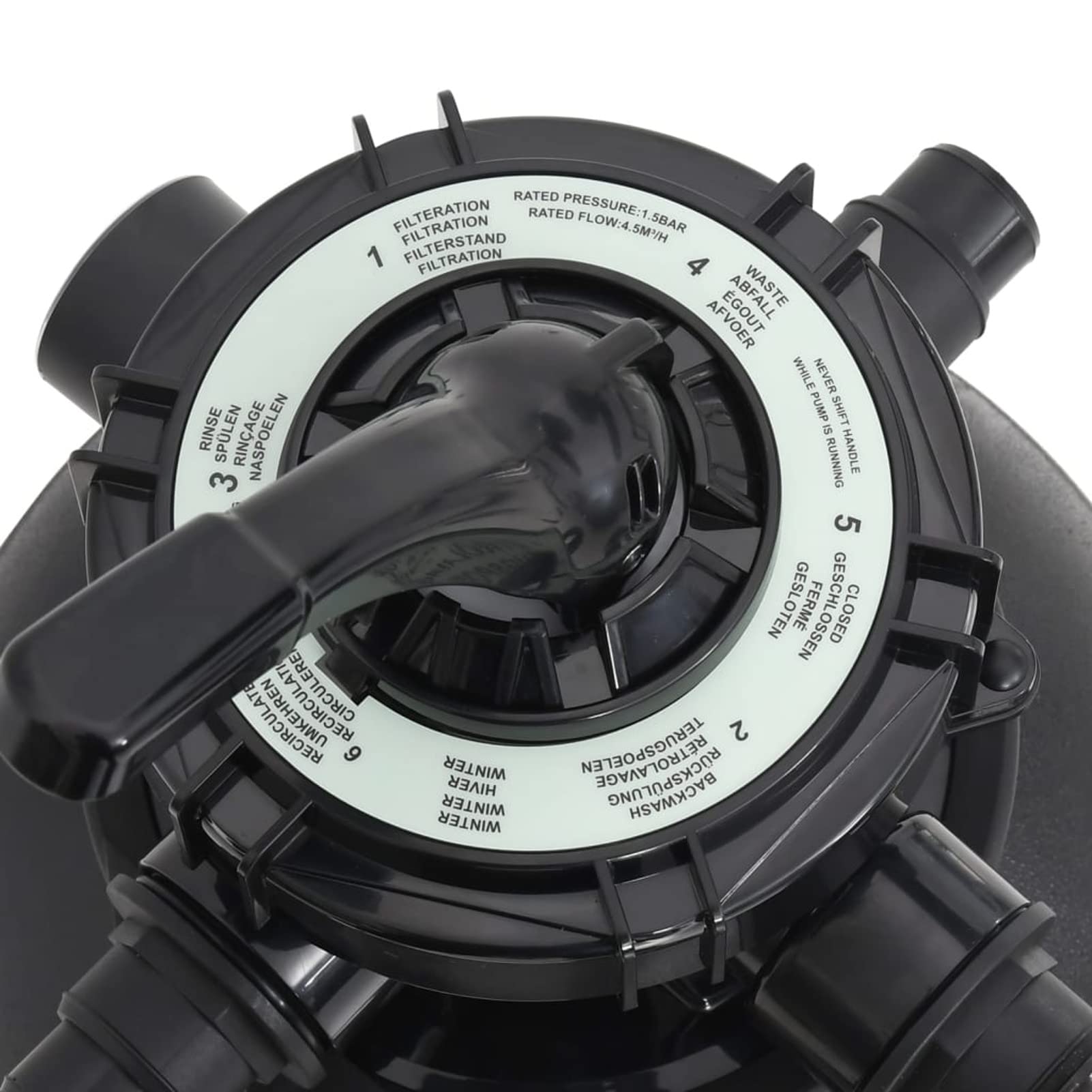 ZEYUAN Filtro de Arena para Piscinas con válvula de 6 vías, Depuradora Piscina, Depuradora Arena, Filtro De Arena para Piscina, Arena para Depuradora Piscina, Negro
