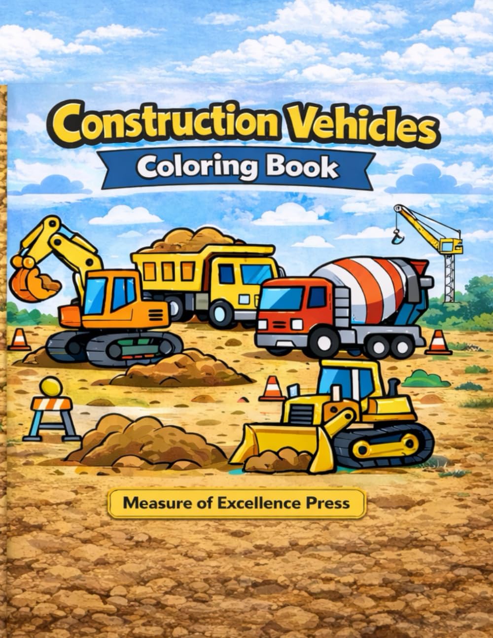 Construction Vehicles Coloring Book: Big, Bold Coloring Pages for Kids Ages 3–5