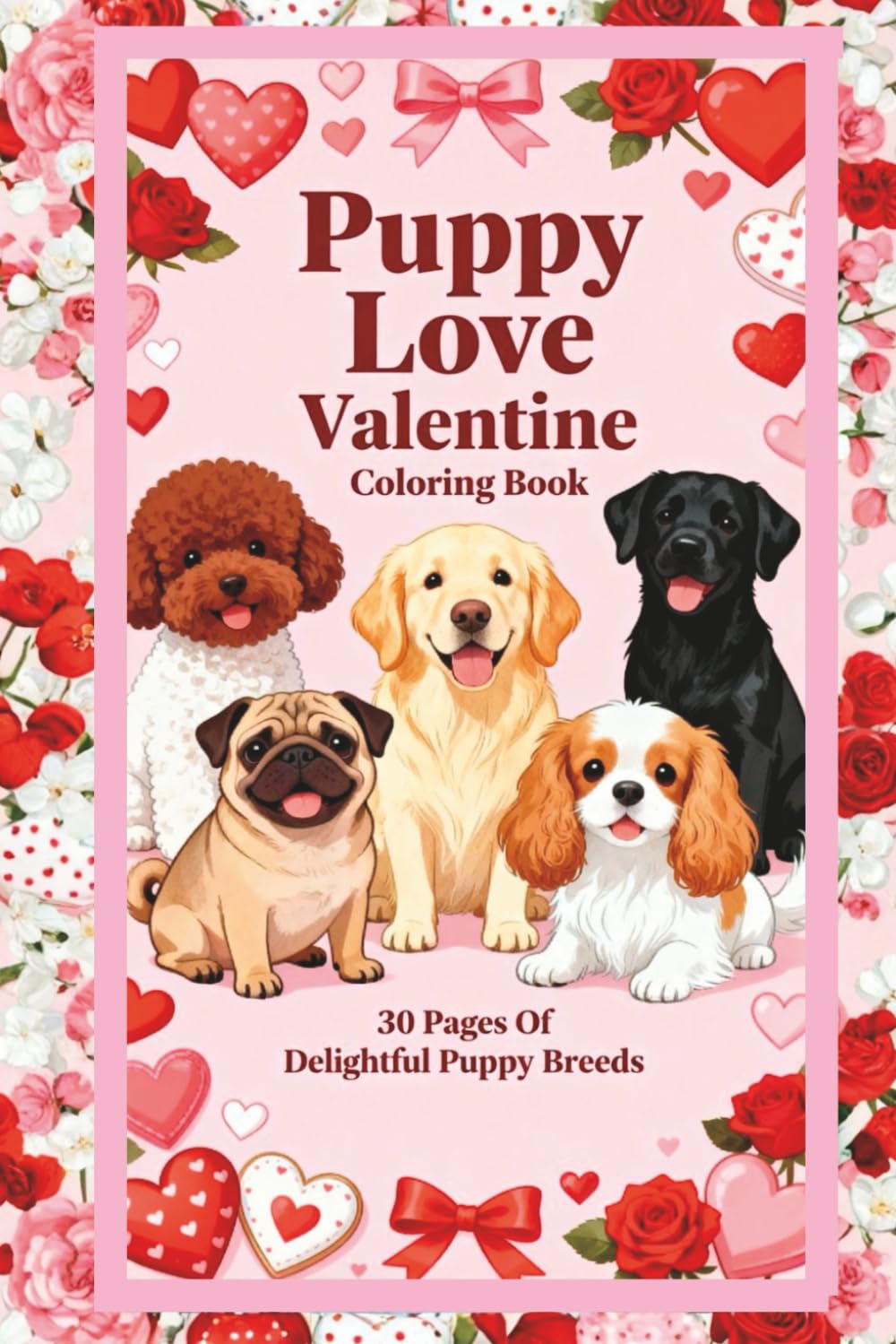 Puppy Love Valentine's Day Coloring Book: 30 Adorable Puppy Breeds (Paws in Every Season Coloring Series)