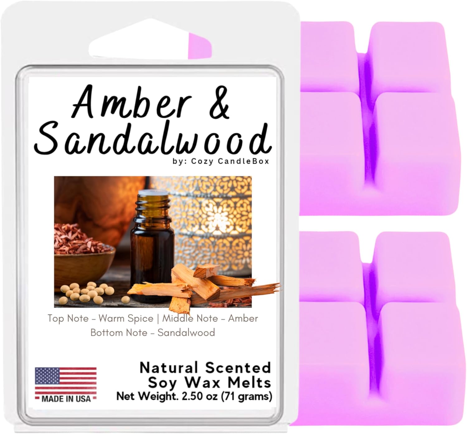 Soy Wax Melts, Made in USA, PlantBased Soy Wax, Cozy Amber